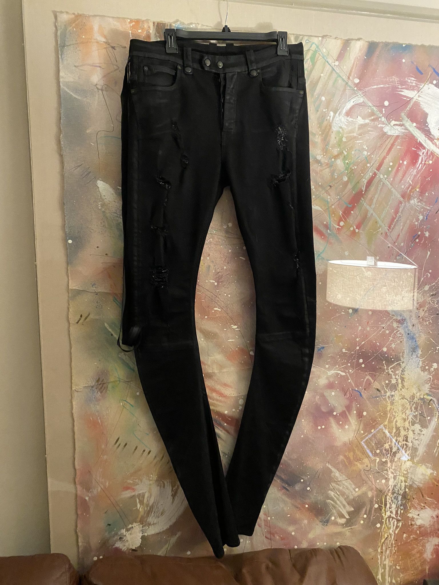 Ben Taverniti Unravel Project UNRAVEL PROJECT Distressed Stack Stretch Denim *SZ 29* Size US 30 / EU 46 - 1 Thumbnail