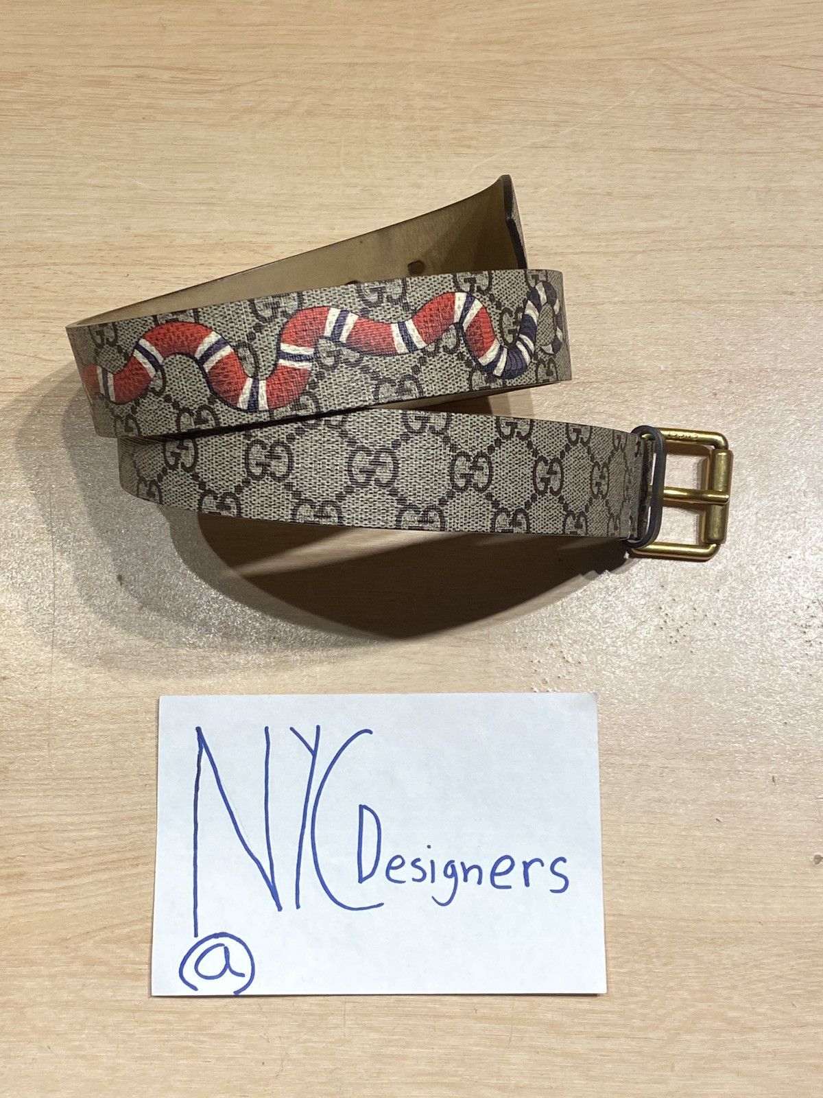 Authentic Gucci GG Snake Print Supreme Belt