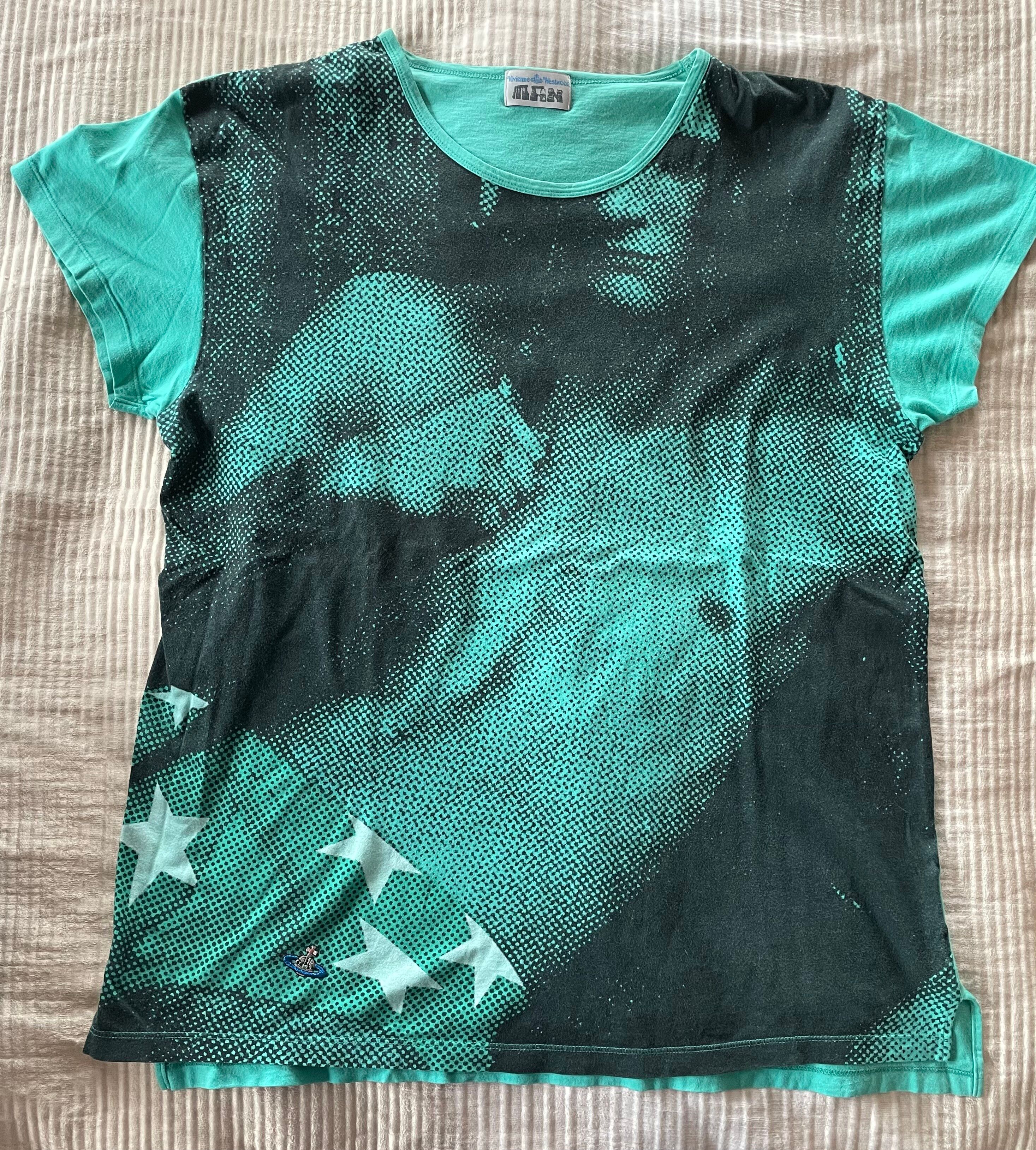 Pre-owned Vivienne Westwood Pointillism Stars T Shirt In Teal