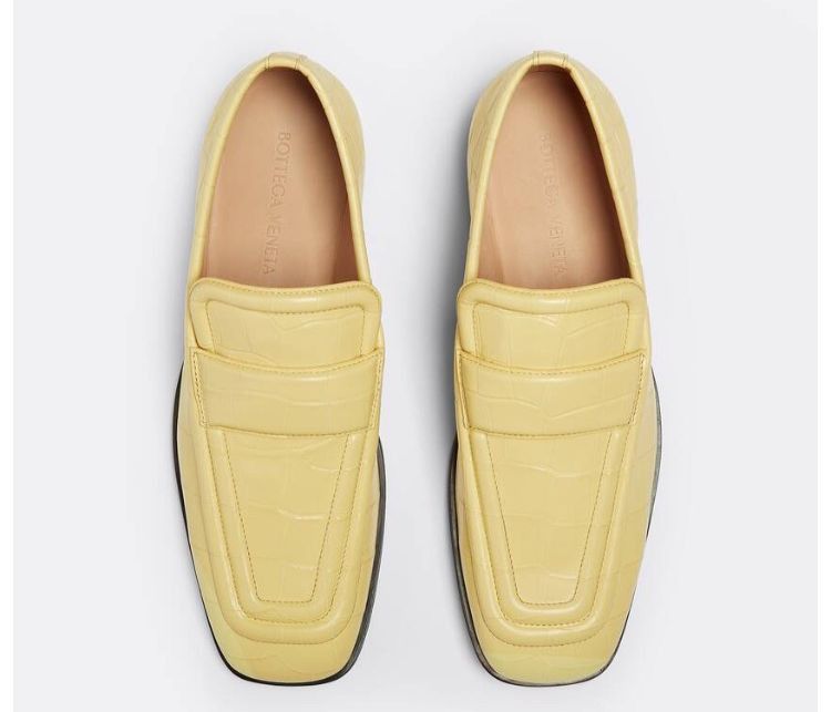 image of Bottega Veneta Alligator Print Loafer Shoes In Butter, Men's (Size 10)