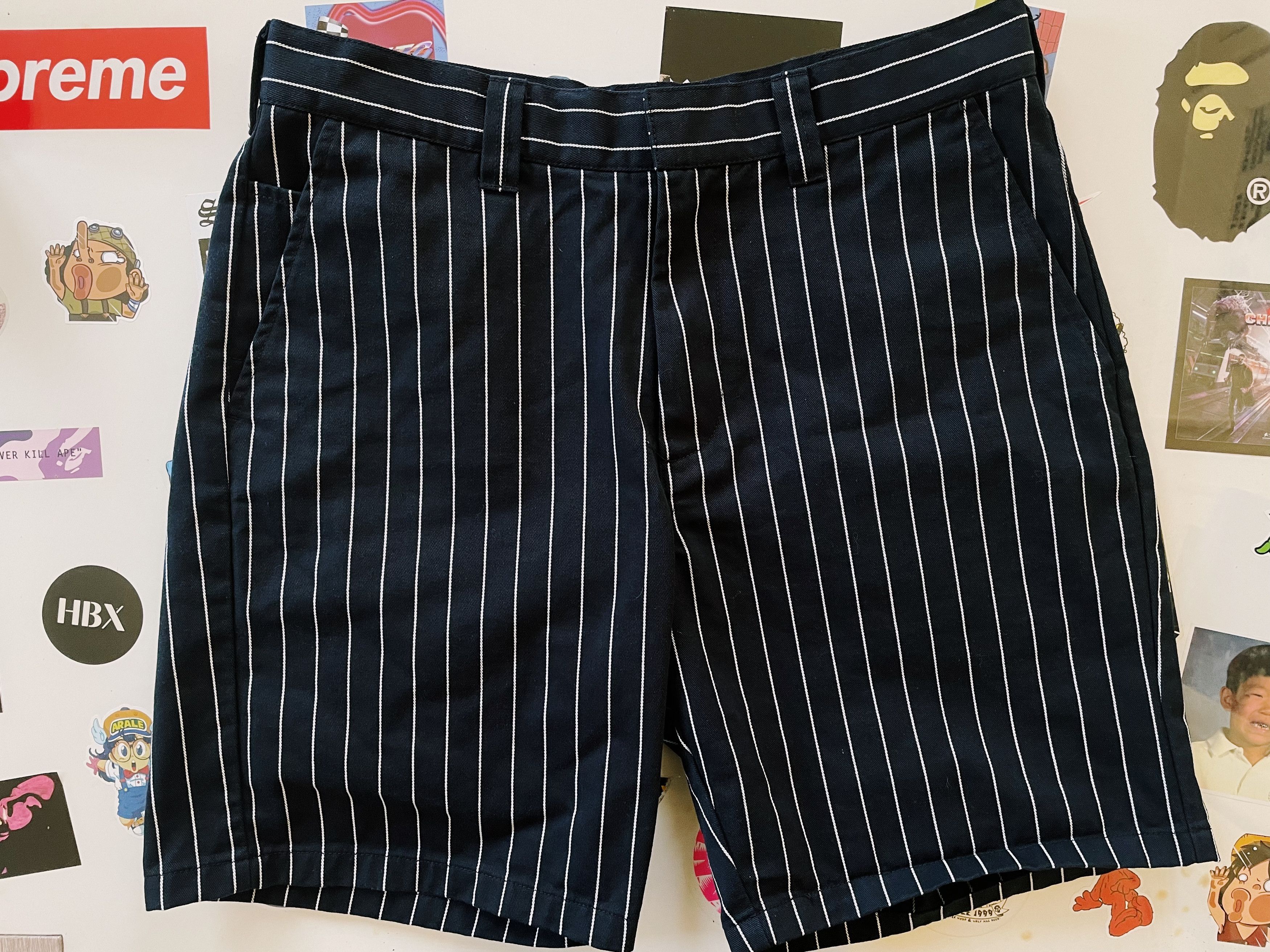 Supreme Supreme Pinstripe Work Shorts Black / White | Grailed