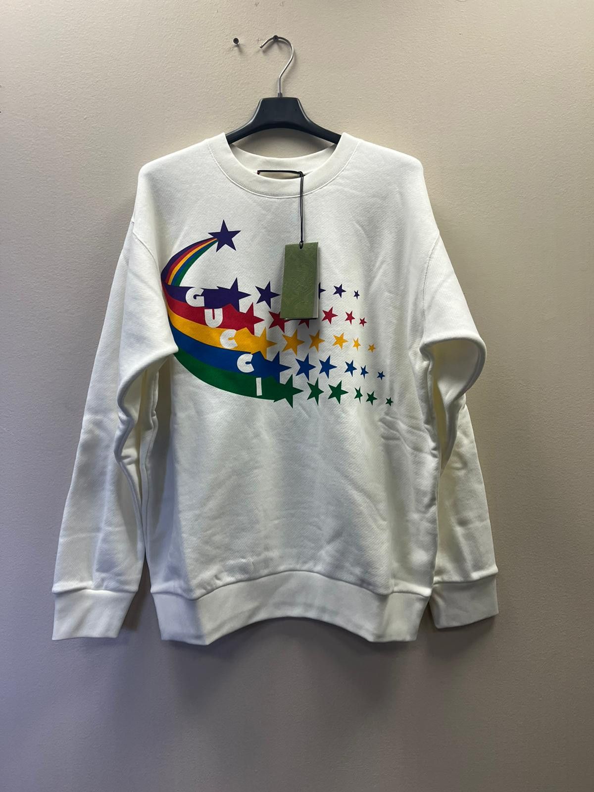 image of Gucci Logo Star Crewneck Sweater In White / Multicolor, Men's (Size Small)