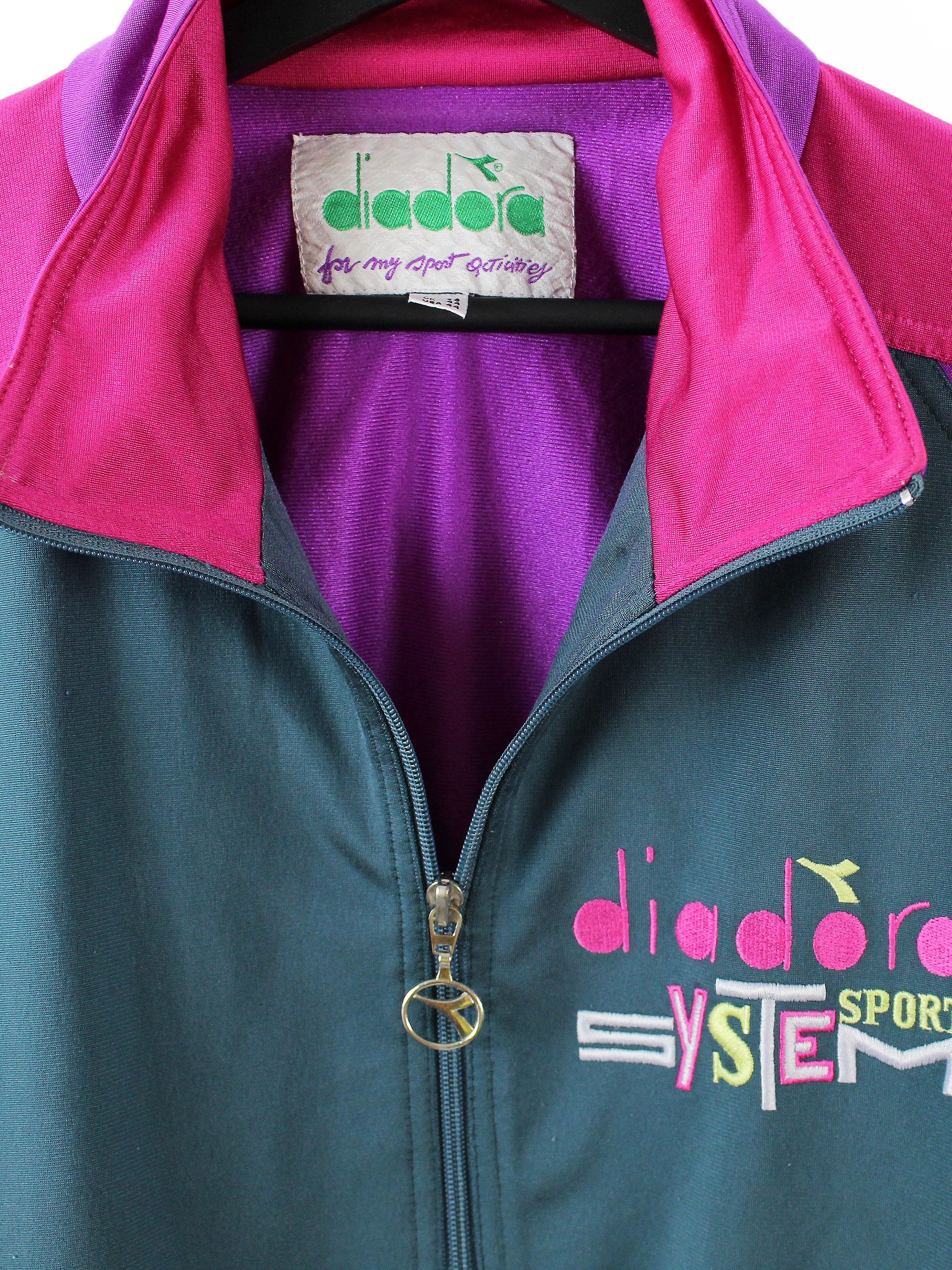 Diadora 90s vintage Diadora Sport System track jacket zip OG rad Size US M / EU 48-50 / 2 - 3 Thumbnail