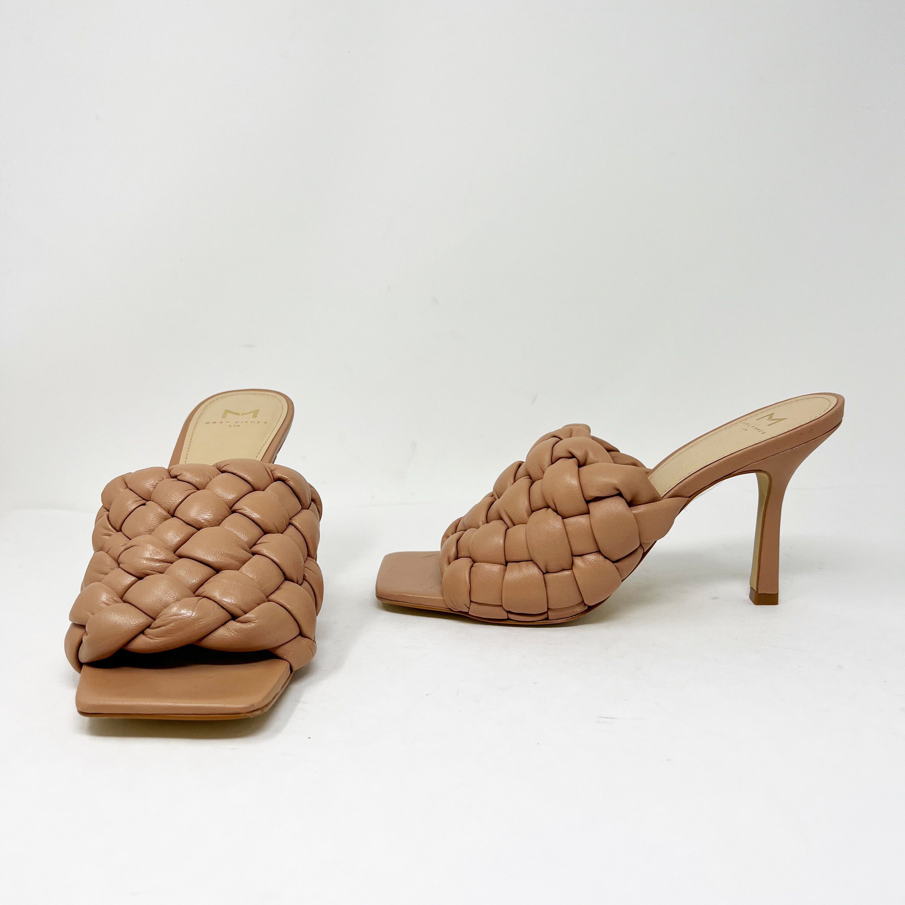 Marc Fisher Dakina Square Open Toe Woven Leather High Heel