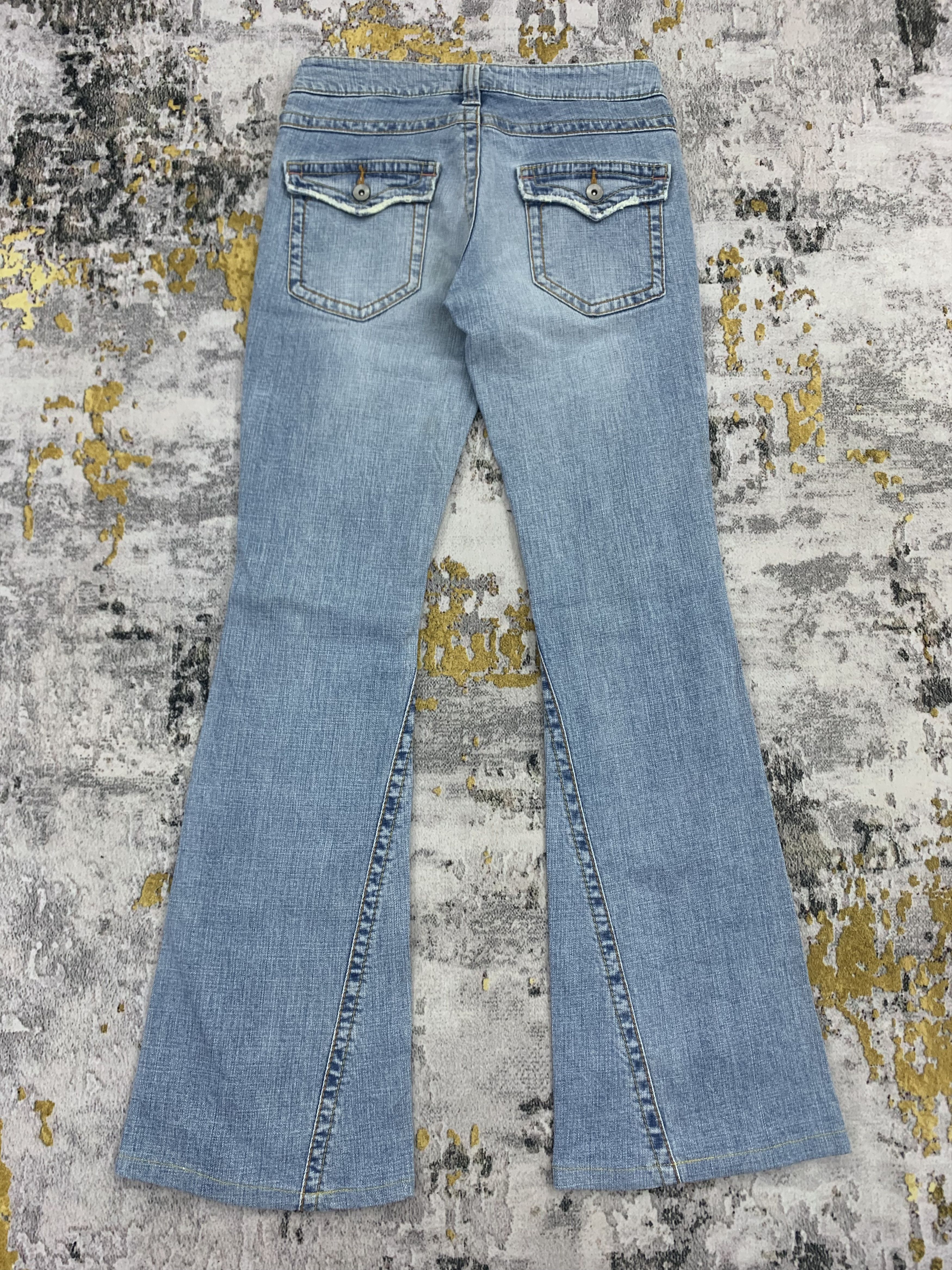 Japanese Brand Light Blue Wash Flare Ripped Jeans Size 27" / US 4 / IT 40 - 5 Thumbnail