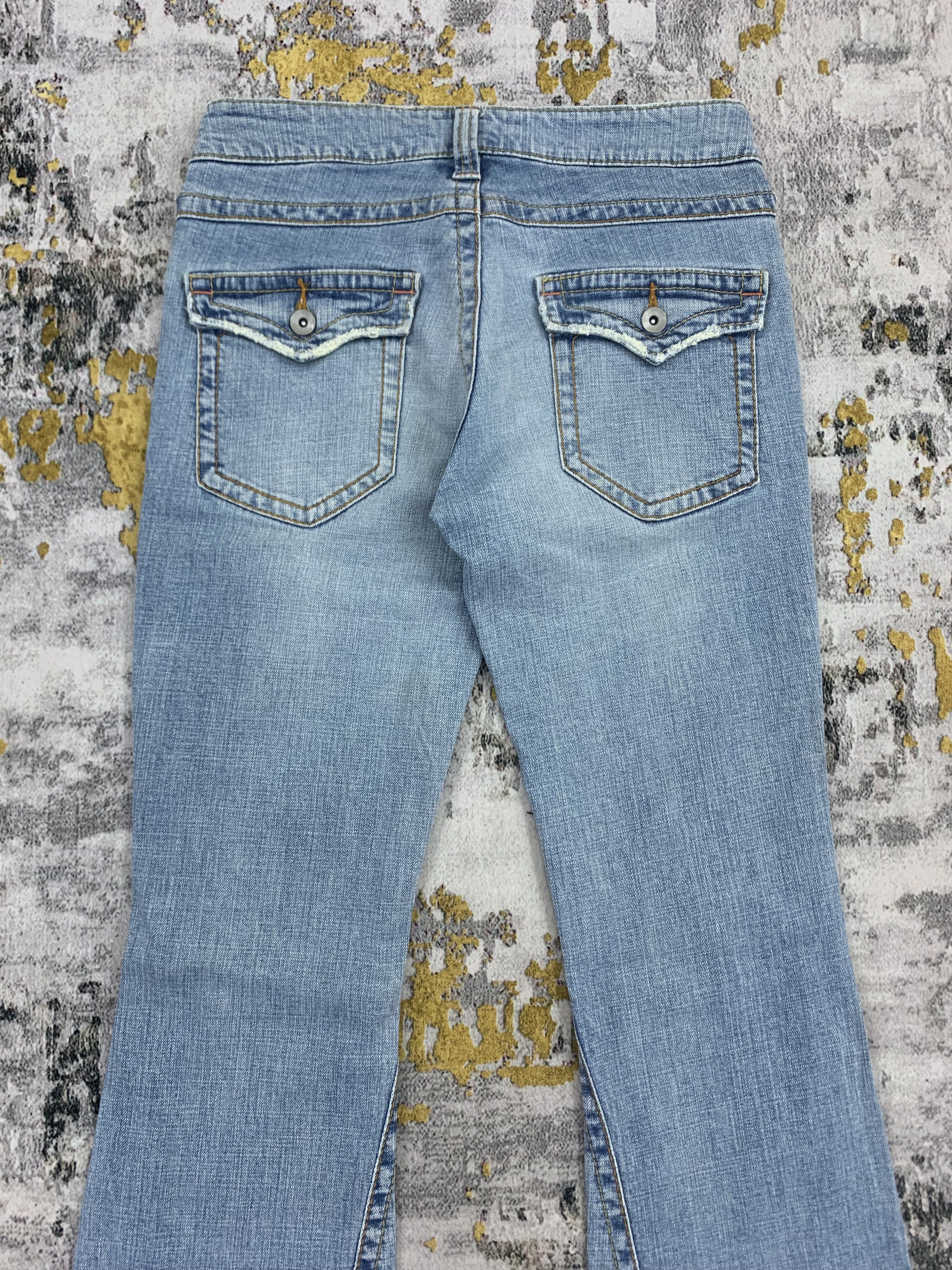 Japanese Brand Light Blue Wash Flare Ripped Jeans Size 27" / US 4 / IT 40 - 6 Thumbnail