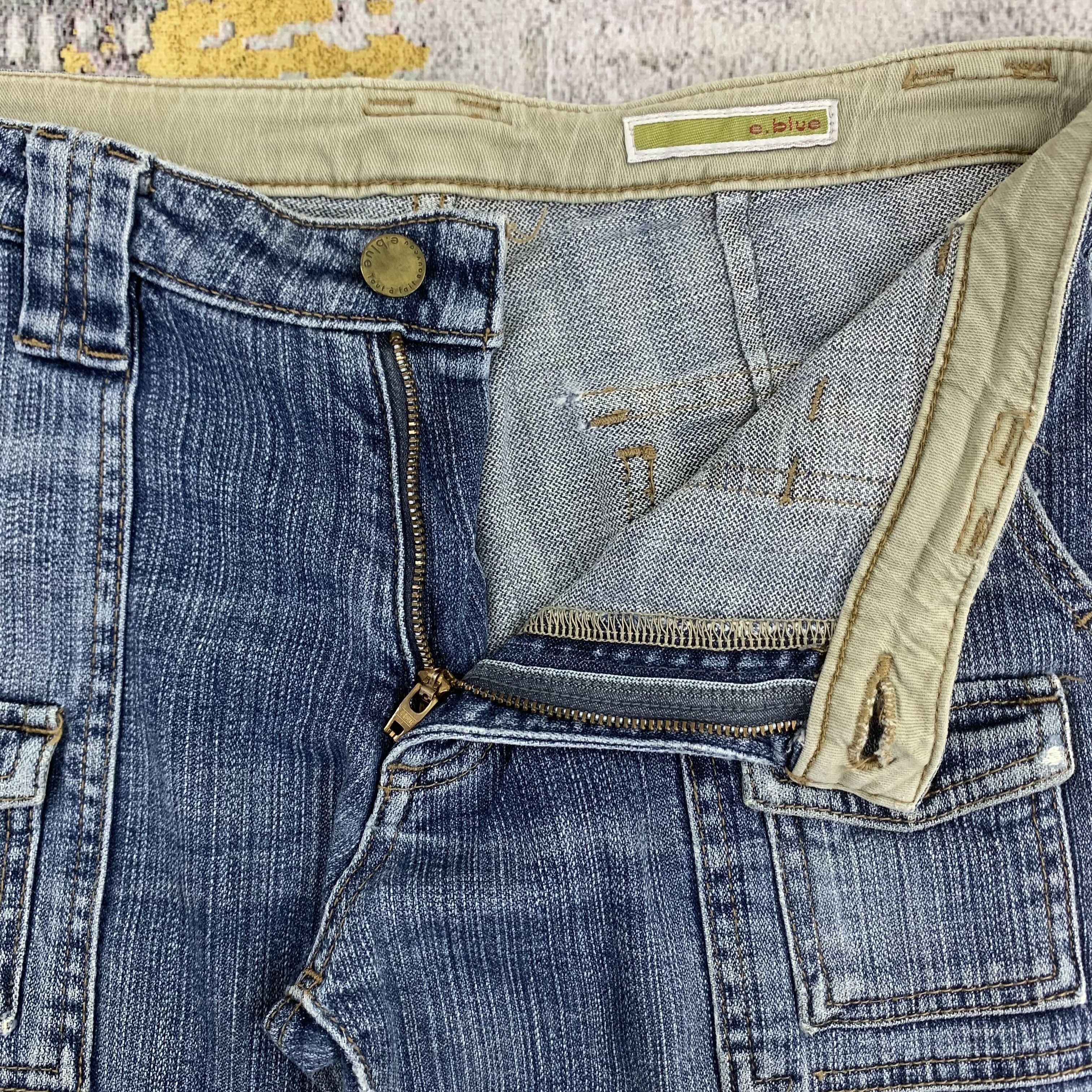 Japanese Brand E-Blue Bush Pants Flap Pocket Flared Jeans Size 27" / US 4 / IT 40 - 3 Thumbnail