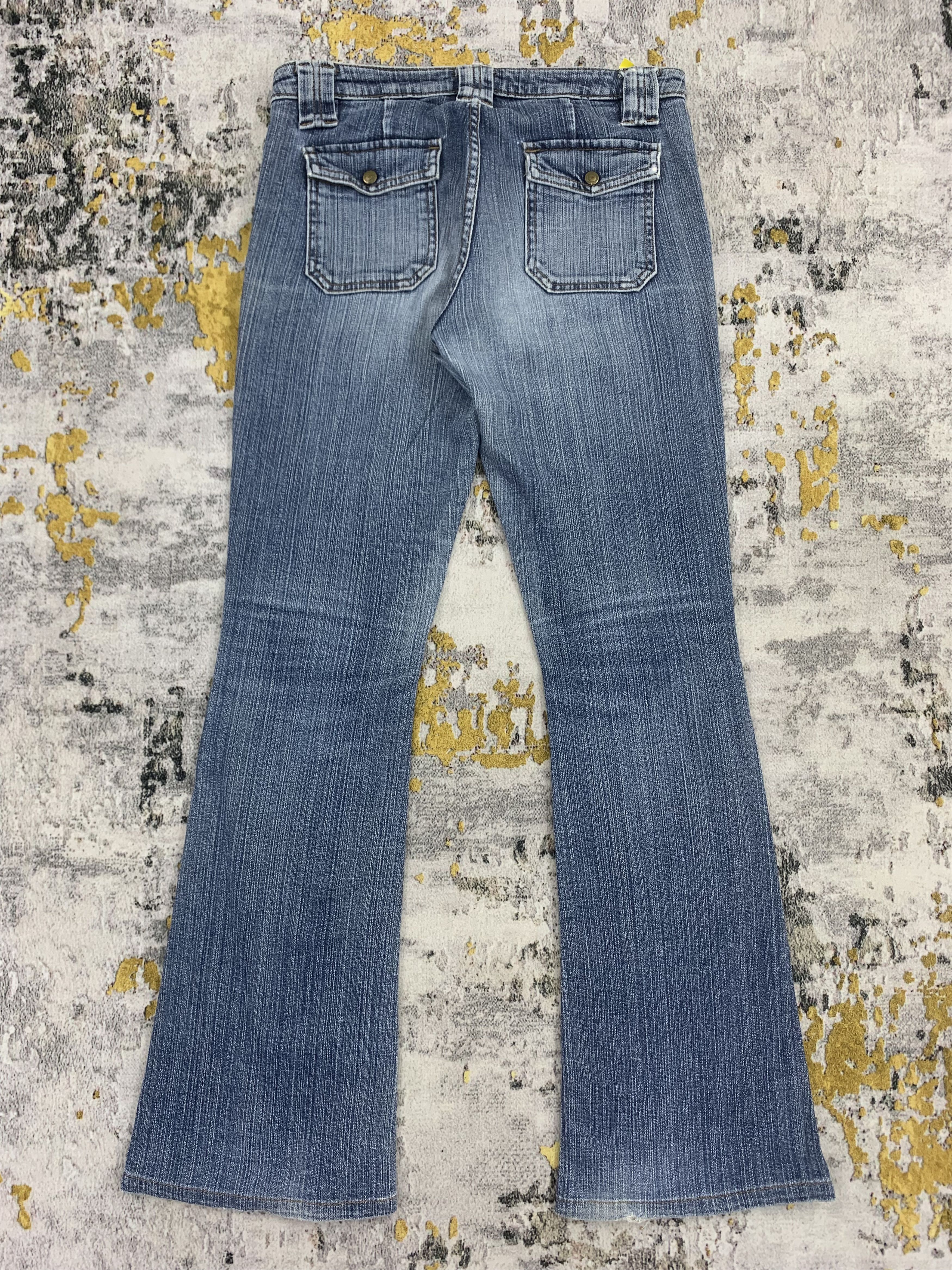 Japanese Brand E-Blue Bush Pants Flap Pocket Flared Jeans Size 27" / US 4 / IT 40 - 5 Thumbnail