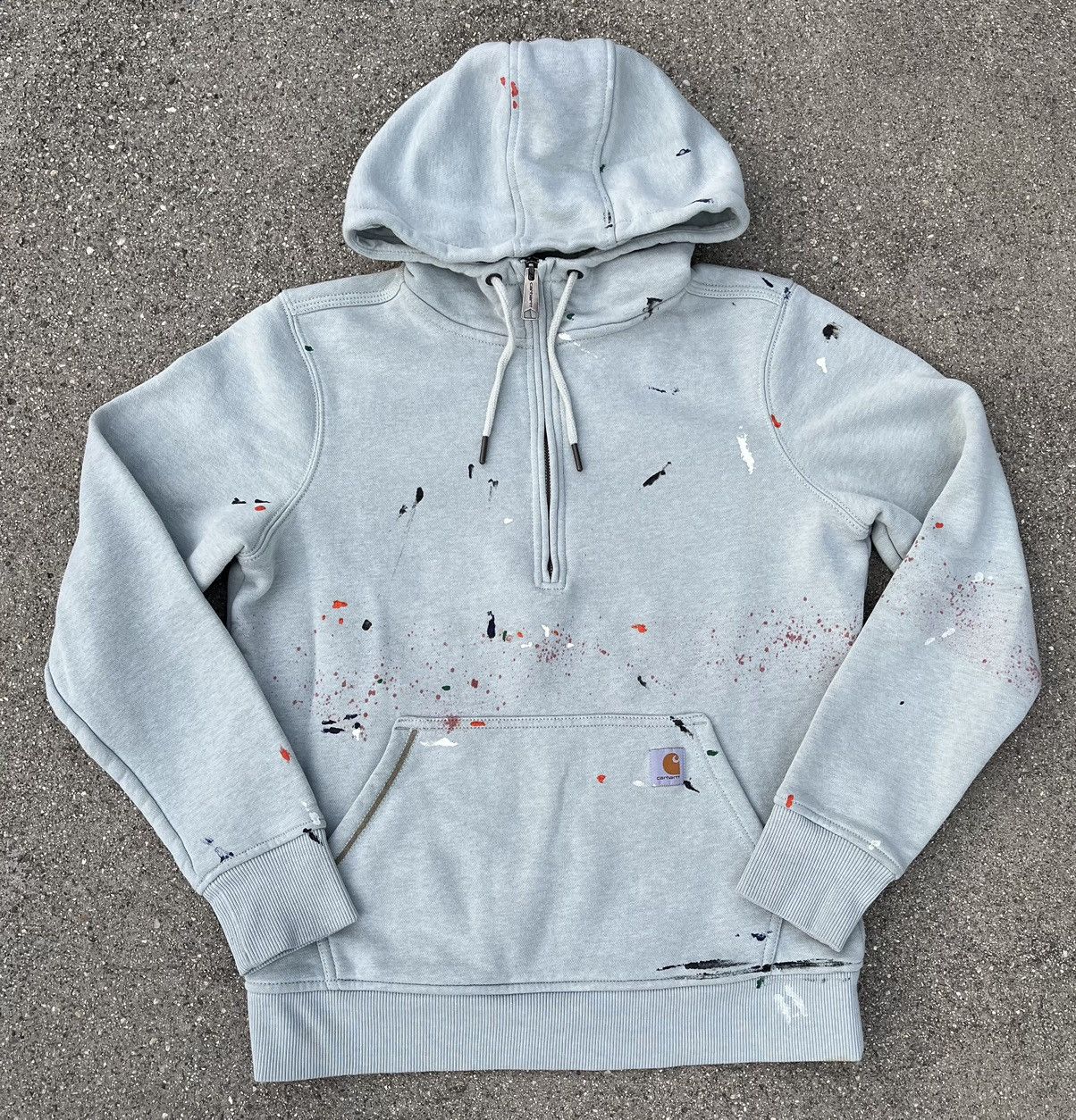 Carhartt Custom Carhartt Hoodie Painted Reworked 1/4 Zip Up Mockneck Size S / US 4 / IT 40 - 1 Thumbnail