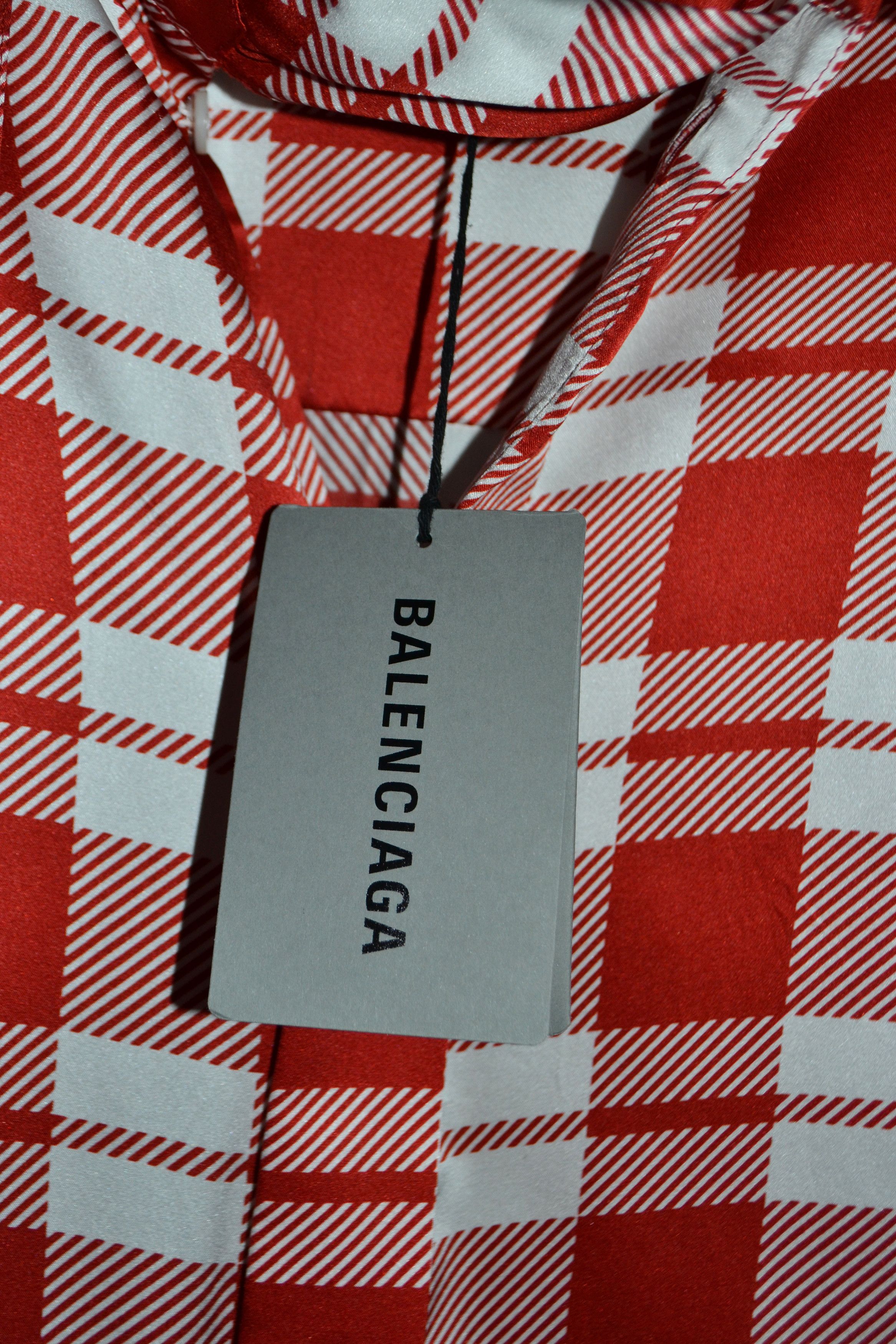 Balenciaga FW2021 Silk Plaid Scarf Collar Shirt Size US L / EU 52-54 / 3 - 6 Thumbnail