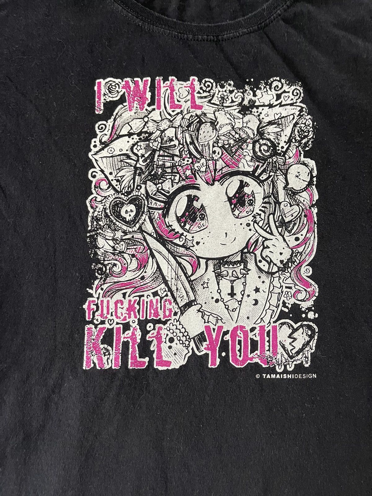 Anime × Japanese Brand × Vintage Crazy Anime vtg Y2K I will fckn kill you by Tamaishi t-shirt Size L / US 10 / IT 46 - 2 Thumbnail