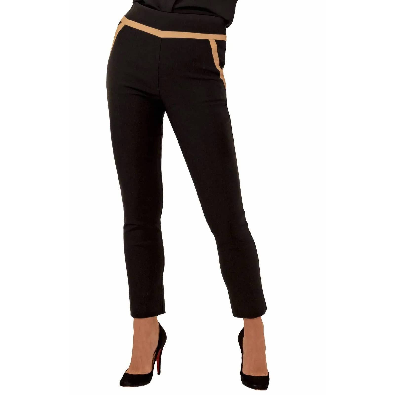 Gretchen Scott Slick Slax Gripeless Pull On Pants In Black/khaki | Grailed