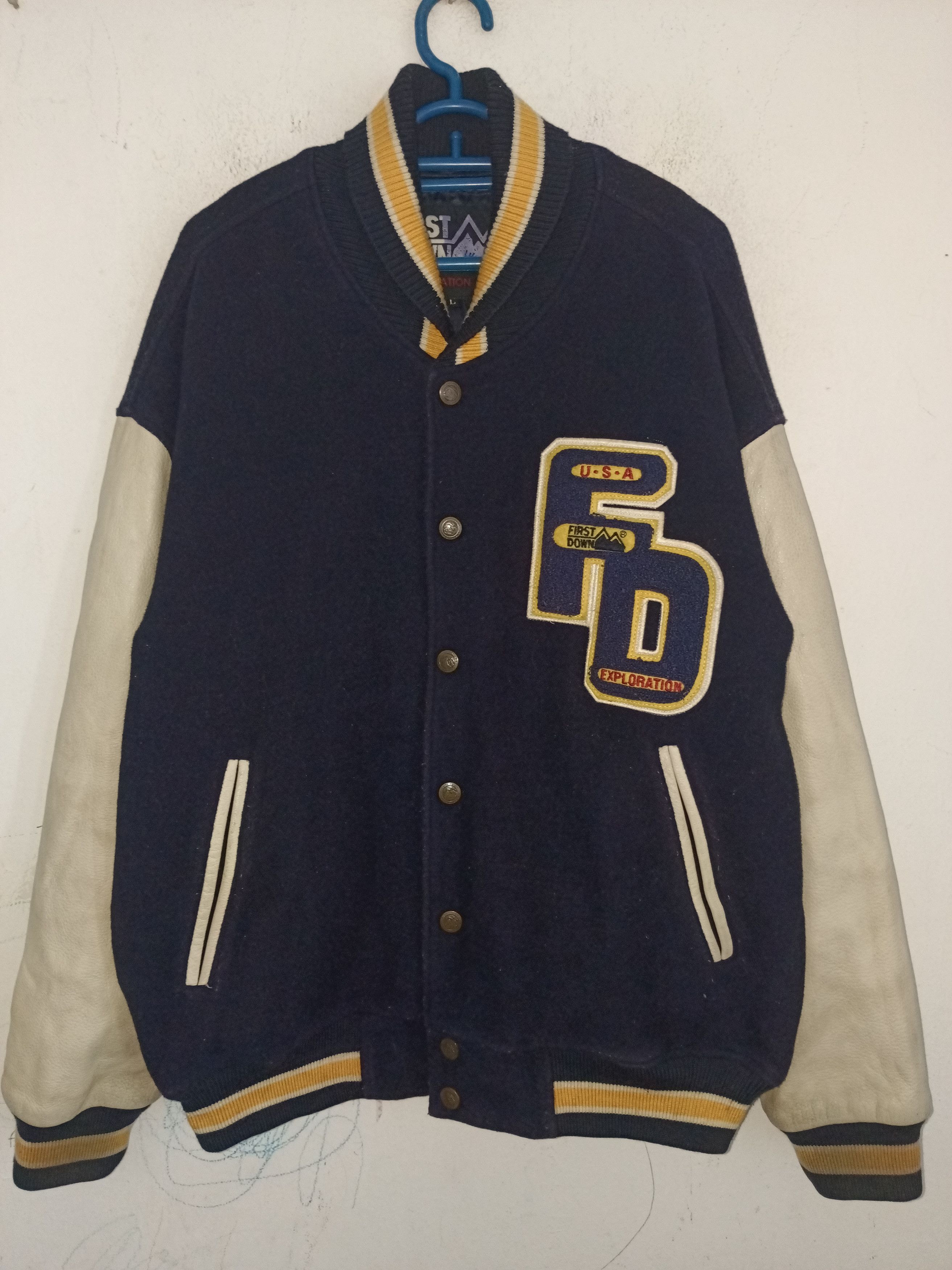 Vintage Vintage Varsity Jacket First Down Exploration USA Size US L / EU 52-54 / 3 - 3 Thumbnail