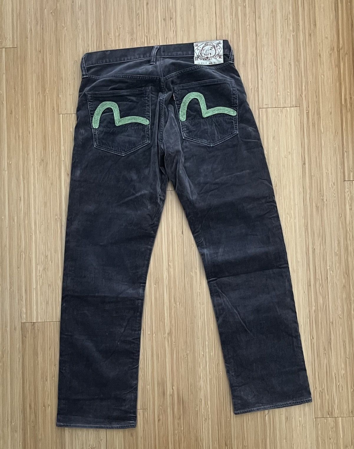 Corduroy evisu pants green logo lot 2000