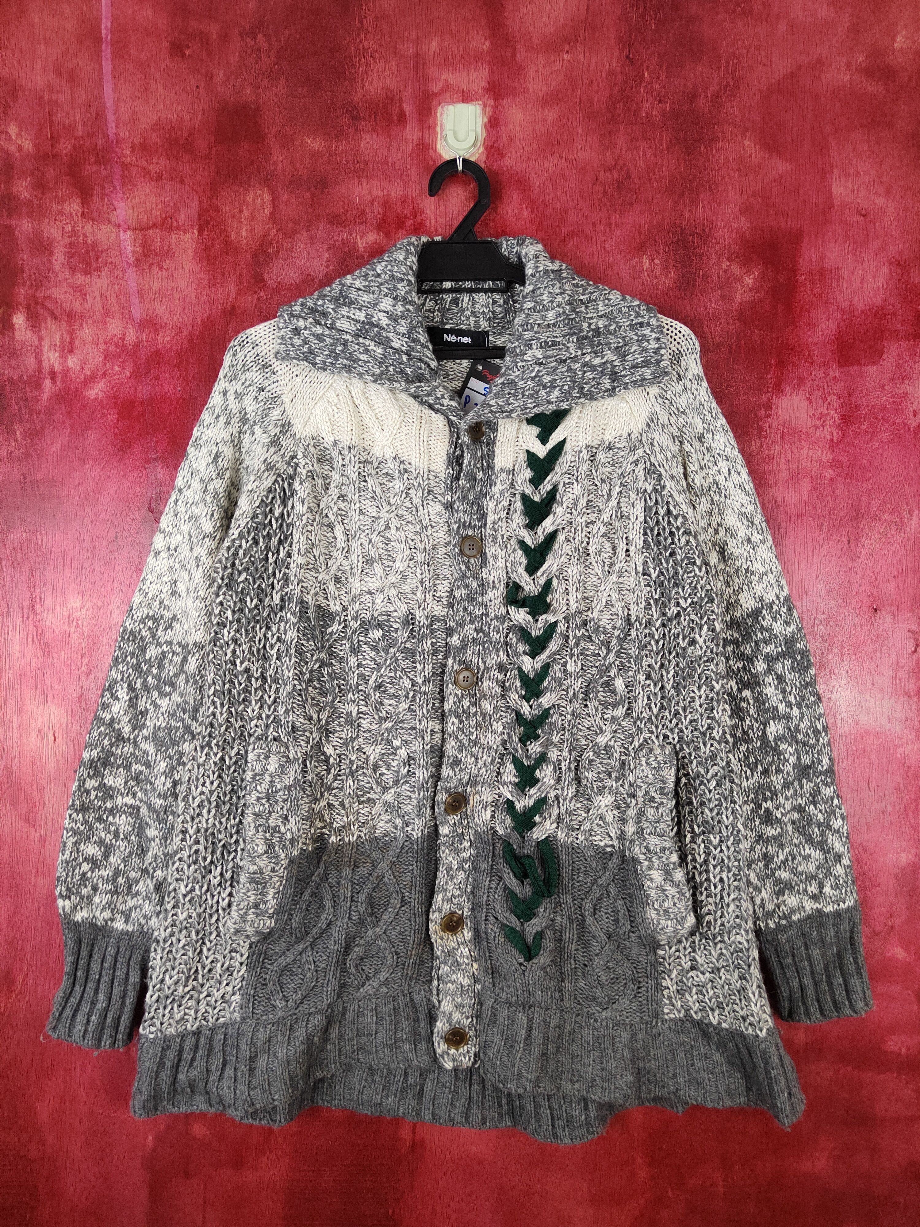 Ne-Net Né-net Gray Knitwear cardign art japan #5171 Size US M / EU 48-50 / 2 - 1 Thumbnail