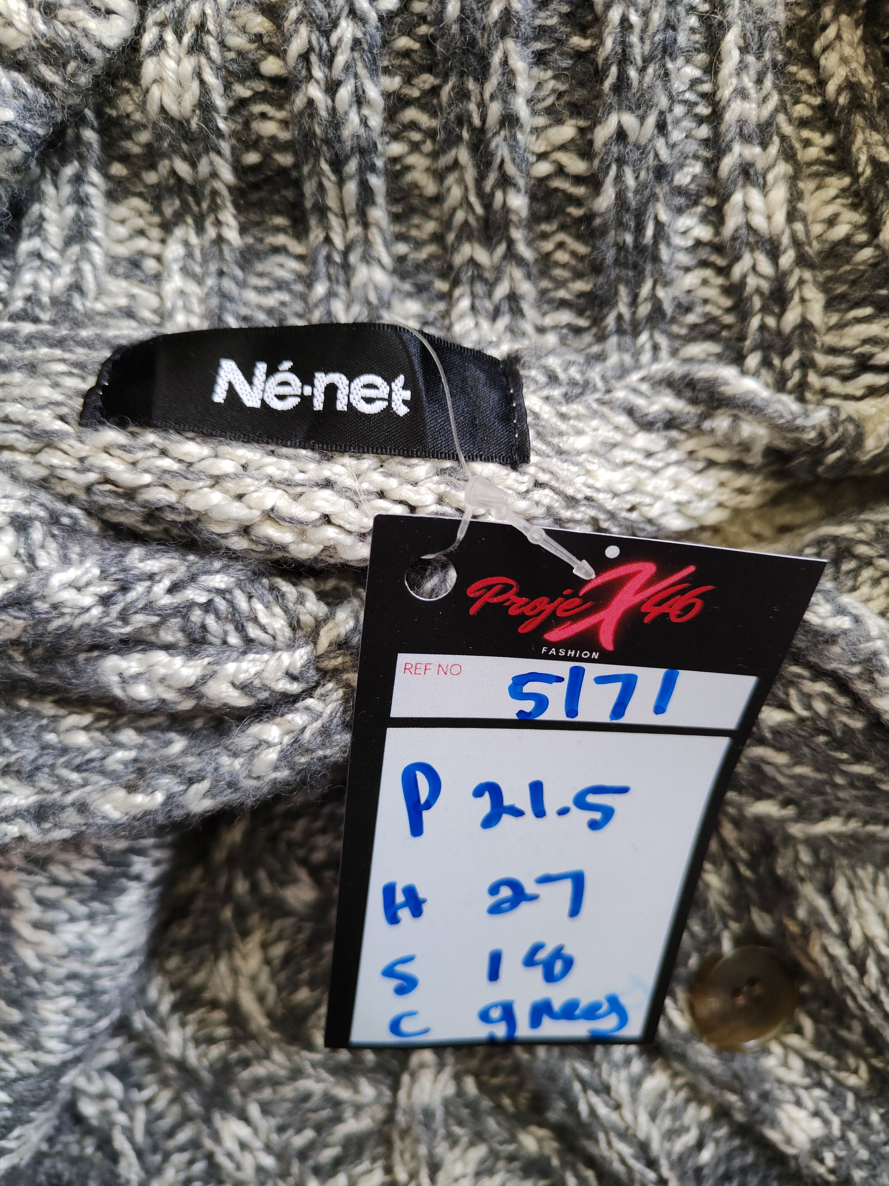 Ne-Net Né-net Gray Knitwear cardign art japan #5171 Size US M / EU 48-50 / 2 - 11 Thumbnail