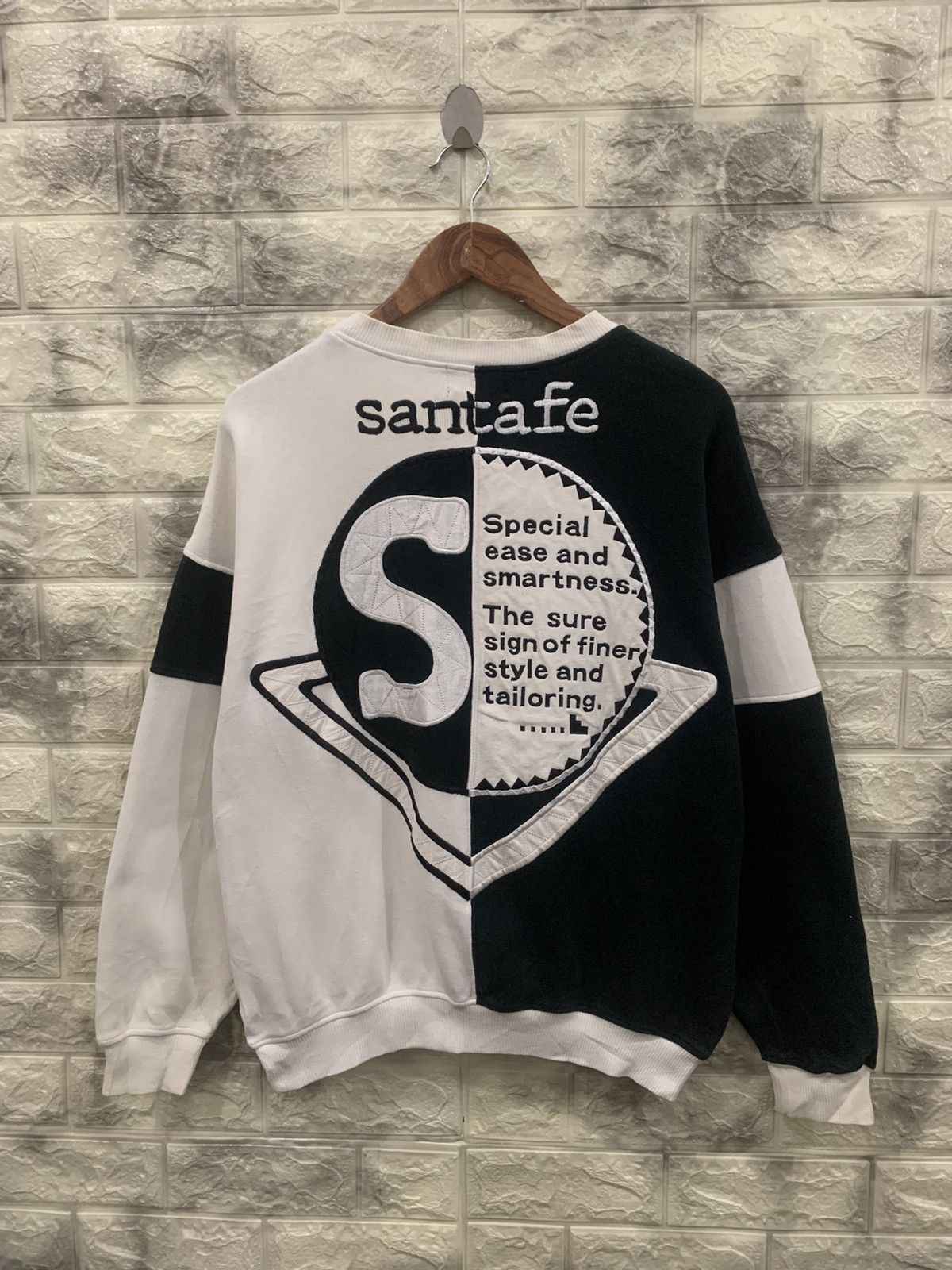 image of Vintage Santafe Embroidery Logo Sweater in Black/White, Men's (Size Medium)
