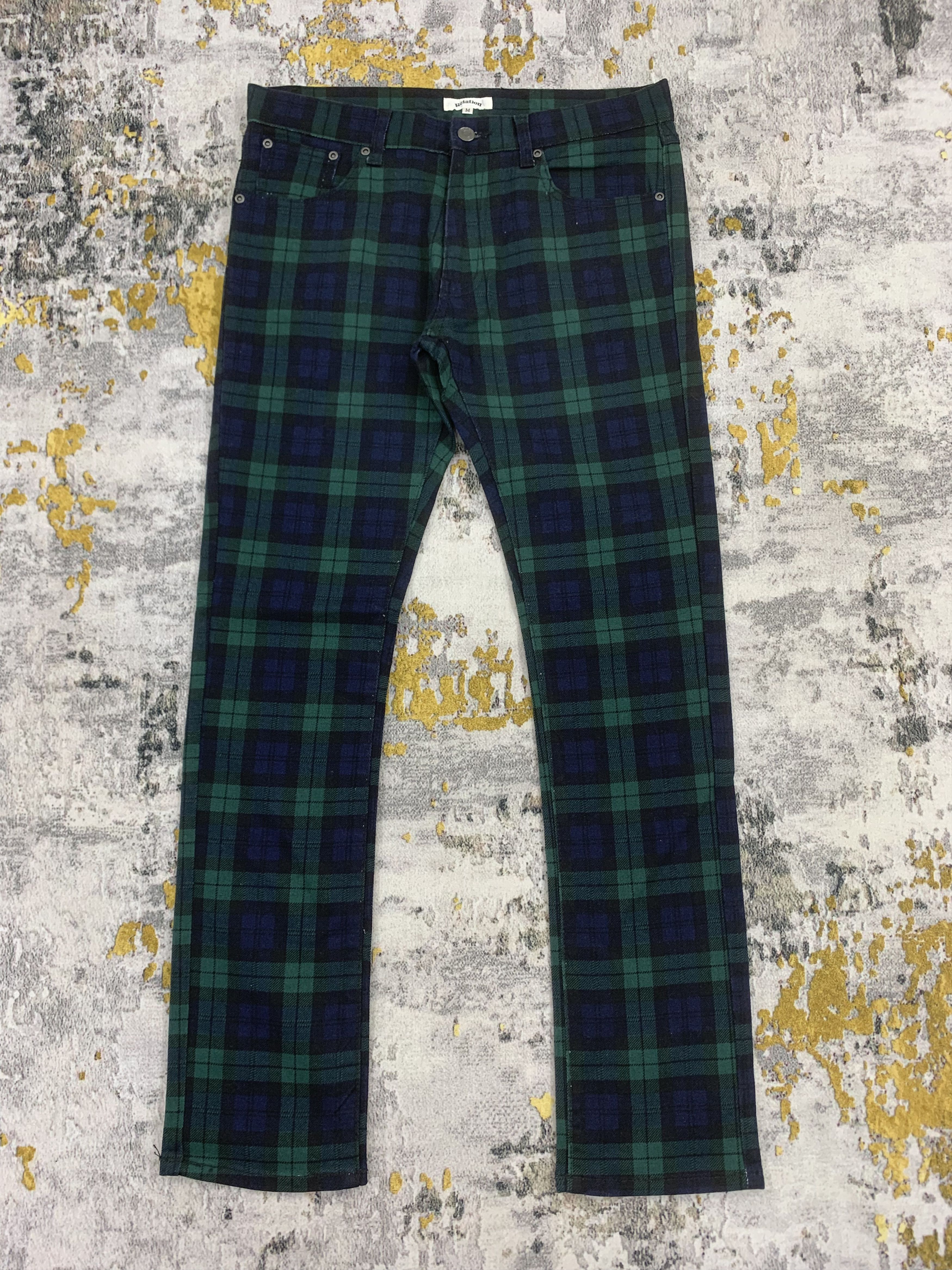 Japanese Brand Tartan Pattern Pants Slim Fit Mid Rise Size US 31 - 1 Thumbnail