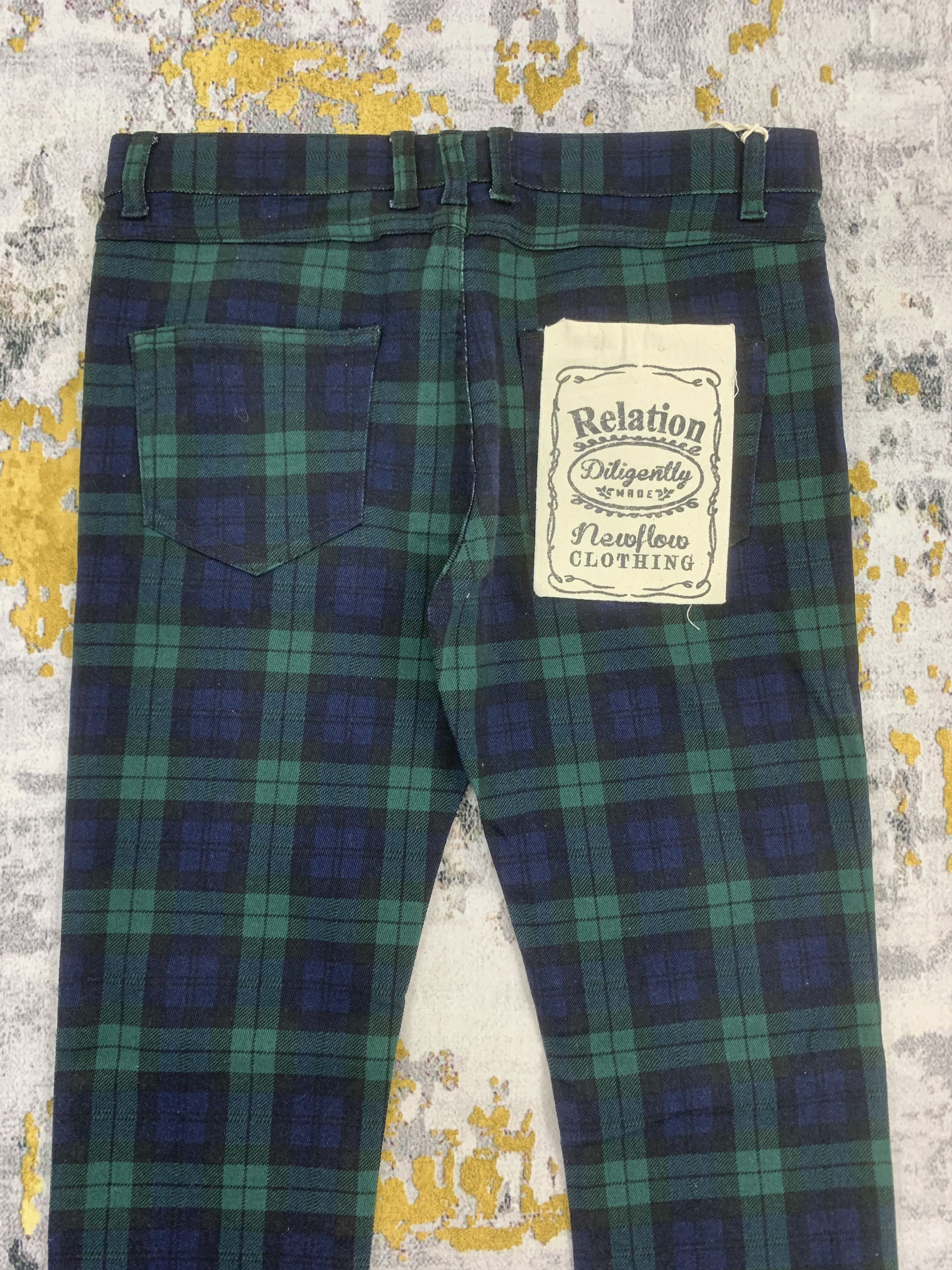 Japanese Brand Tartan Pattern Pants Slim Fit Mid Rise Size US 31 - 6 Thumbnail