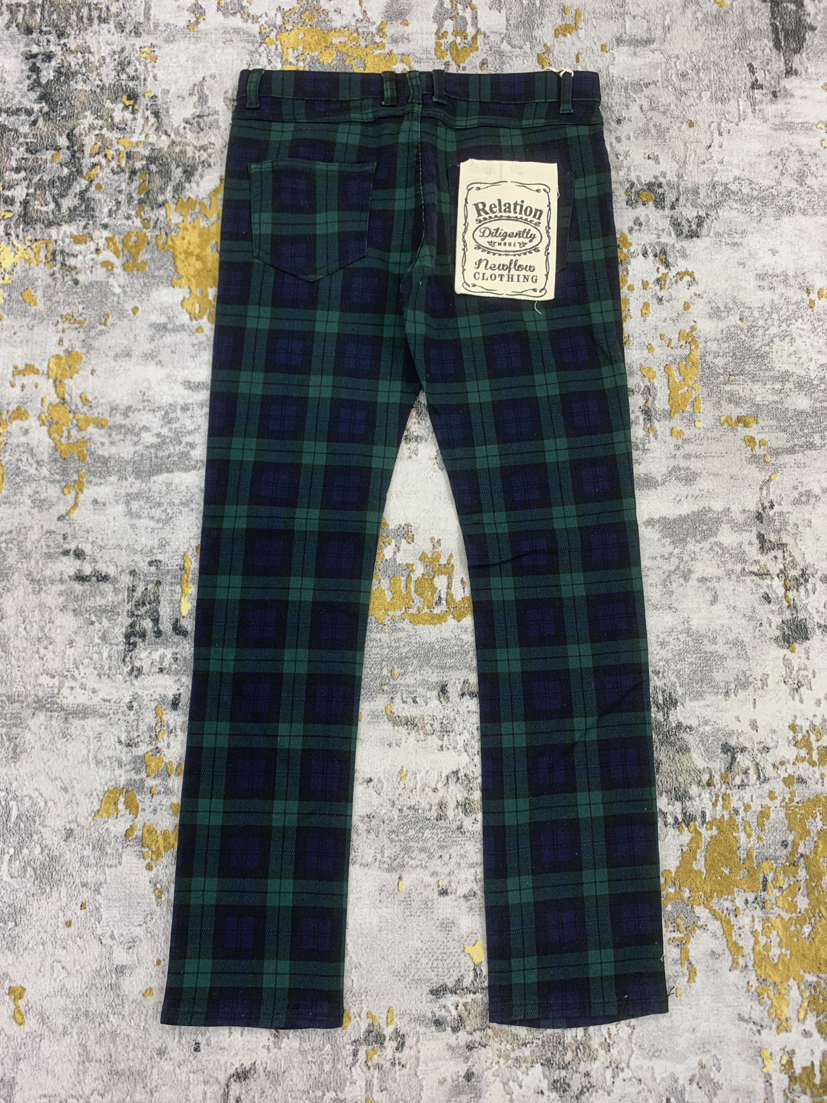 Japanese Brand Tartan Pattern Pants Slim Fit Mid Rise Size US 31 - 5 Thumbnail