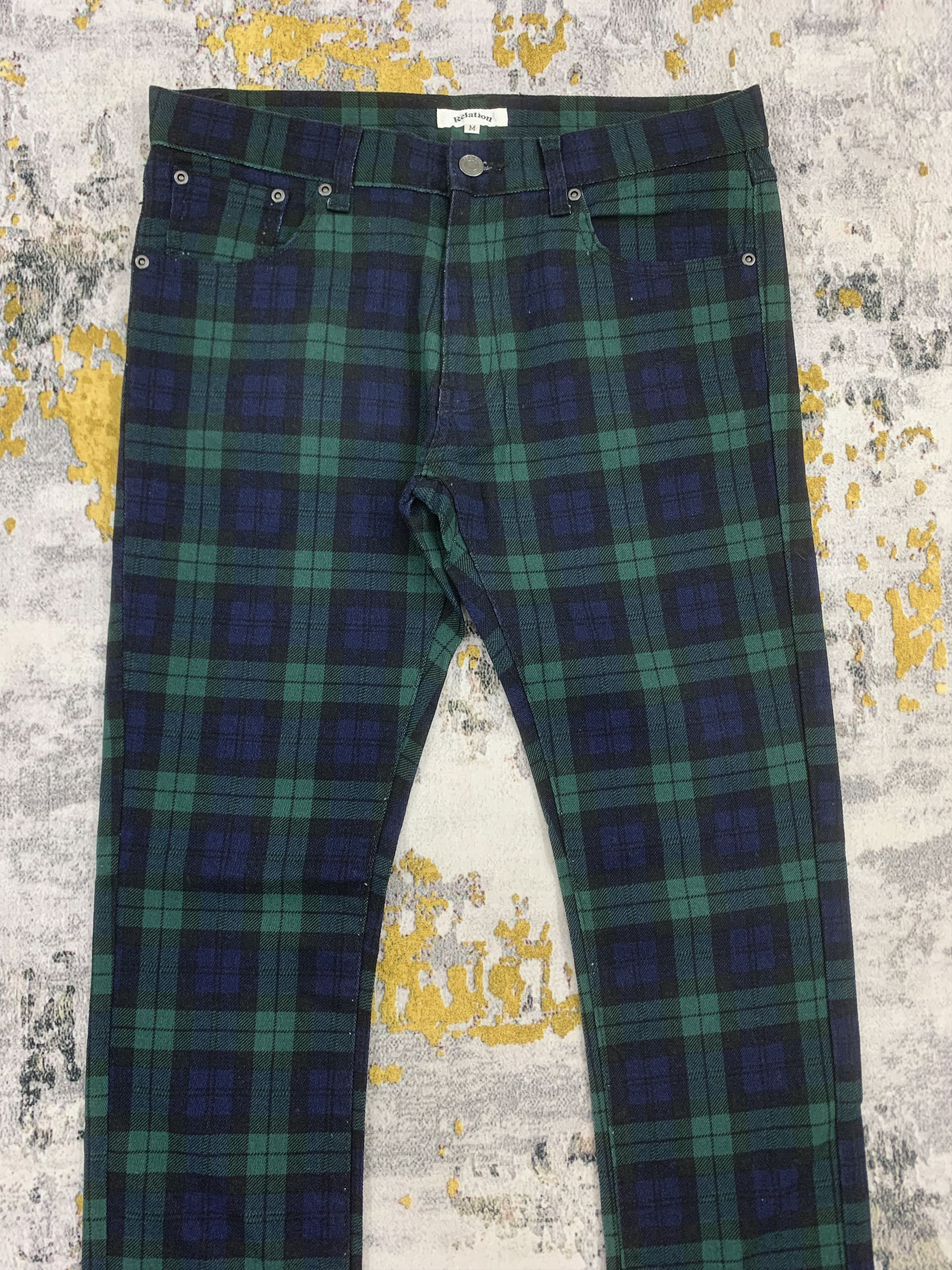 Japanese Brand Tartan Pattern Pants Slim Fit Mid Rise Size US 31 - 2 Thumbnail