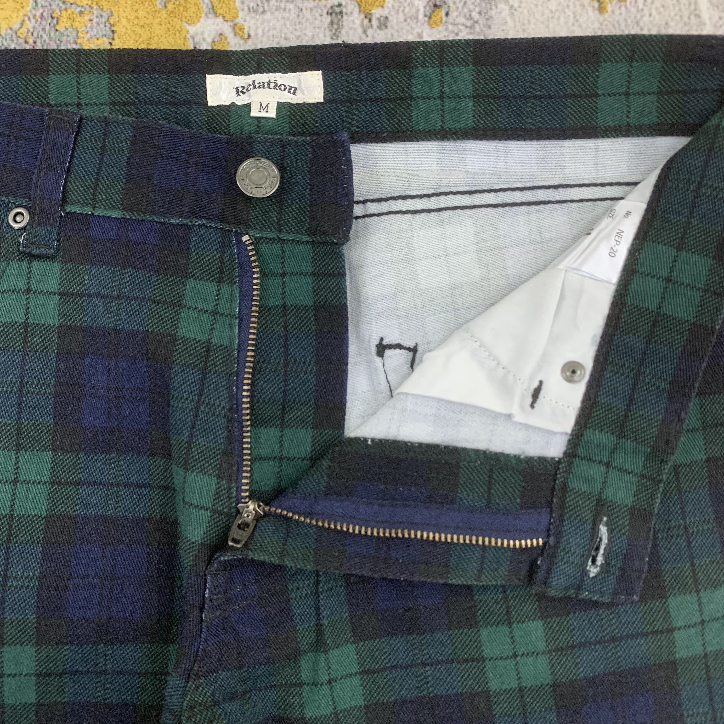 Japanese Brand Tartan Pattern Pants Slim Fit Mid Rise Size US 31 - 3 Thumbnail