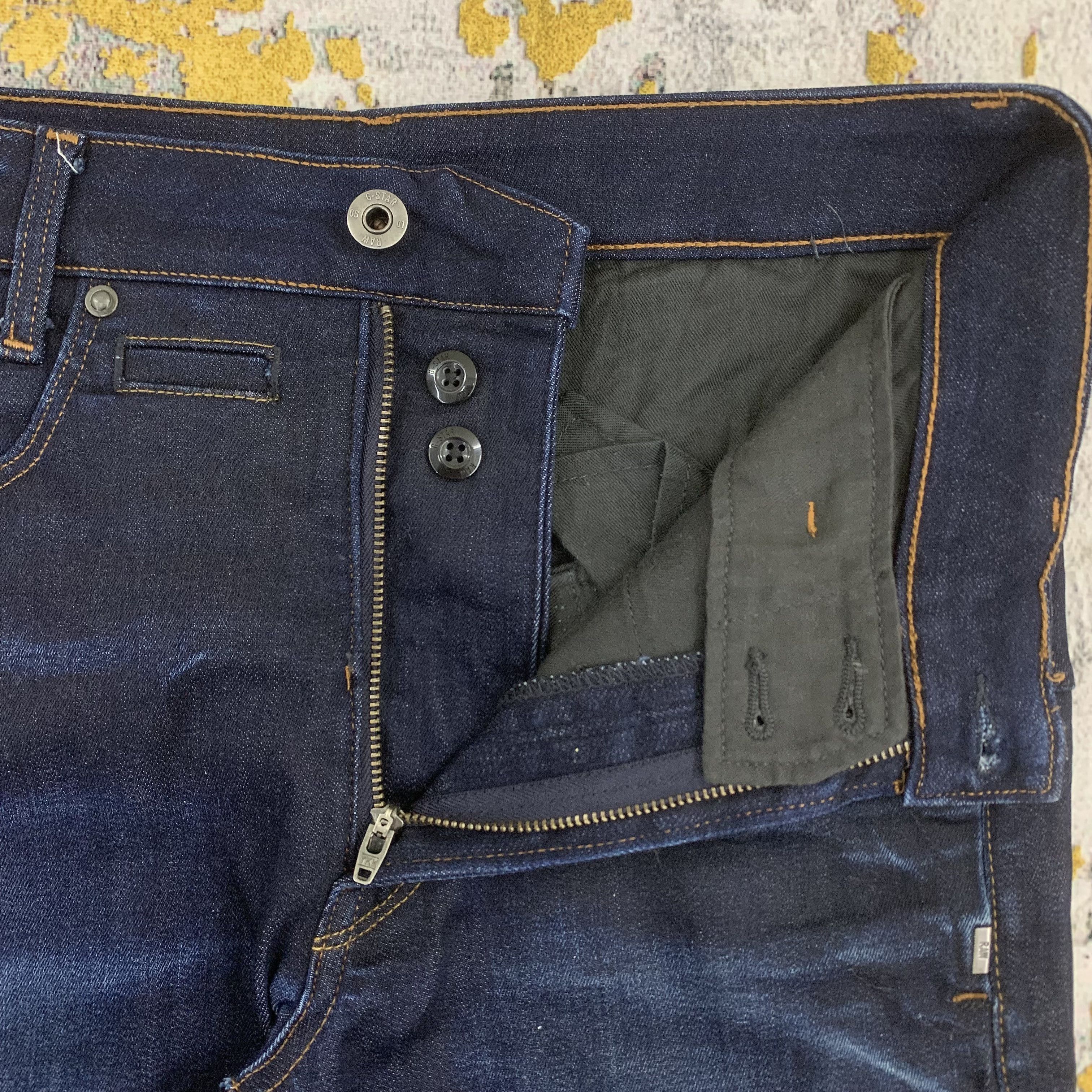 G-Star Blue Dark Wash Denim G Star Raw Slim Fit Faded Jeans Size US 30 / EU 46 - 3 Thumbnail