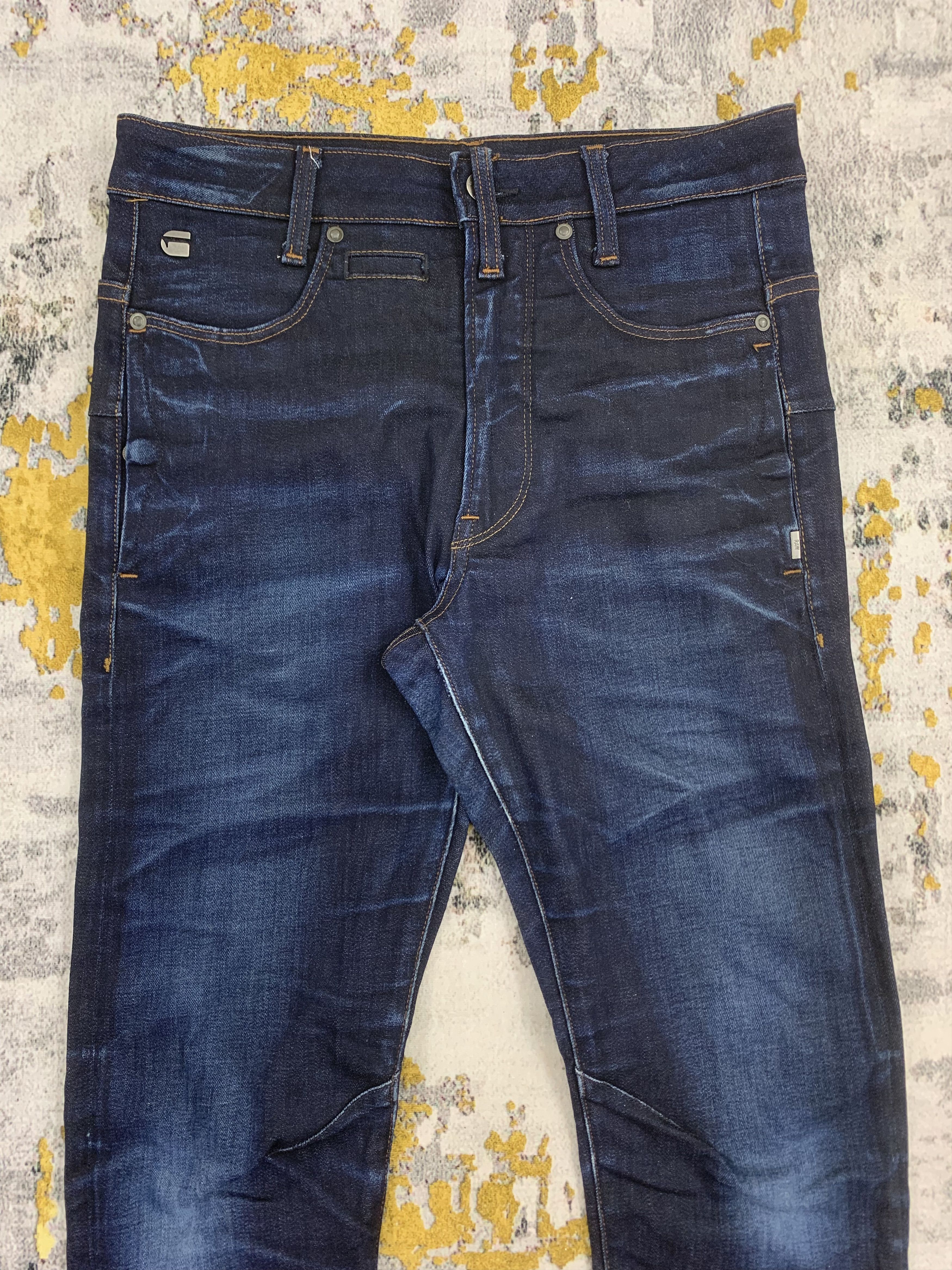 G-Star Blue Dark Wash Denim G Star Raw Slim Fit Faded Jeans Size US 30 / EU 46 - 2 Thumbnail