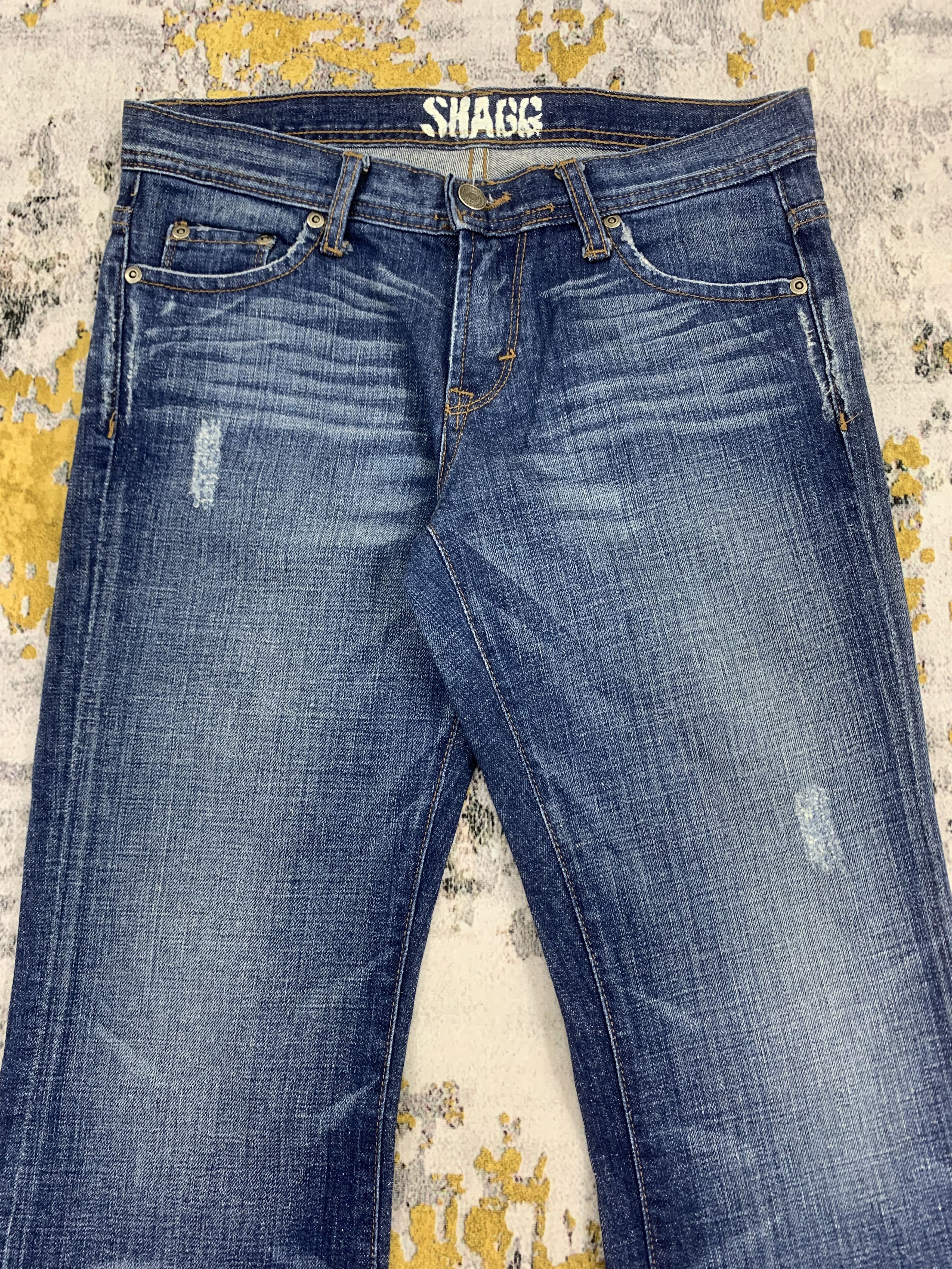 Japanese Brand Vintage SHAGG Blue Wash Jeans Faded Denim Flared Size 29" - 2 Thumbnail