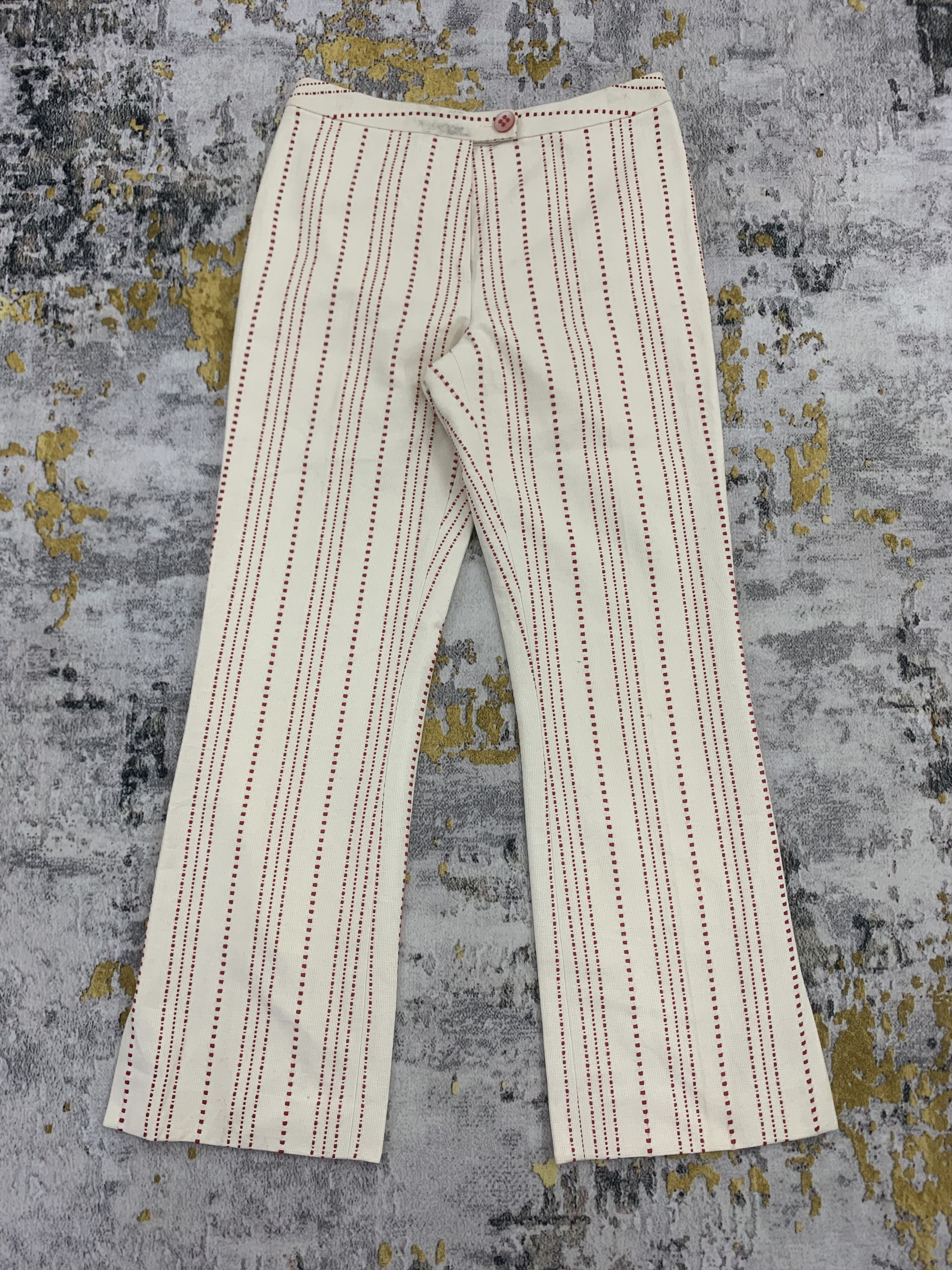 image of Trussardi Pants Boro Stitching Striped in Red/Cream Stripe, Women's (Size 26)