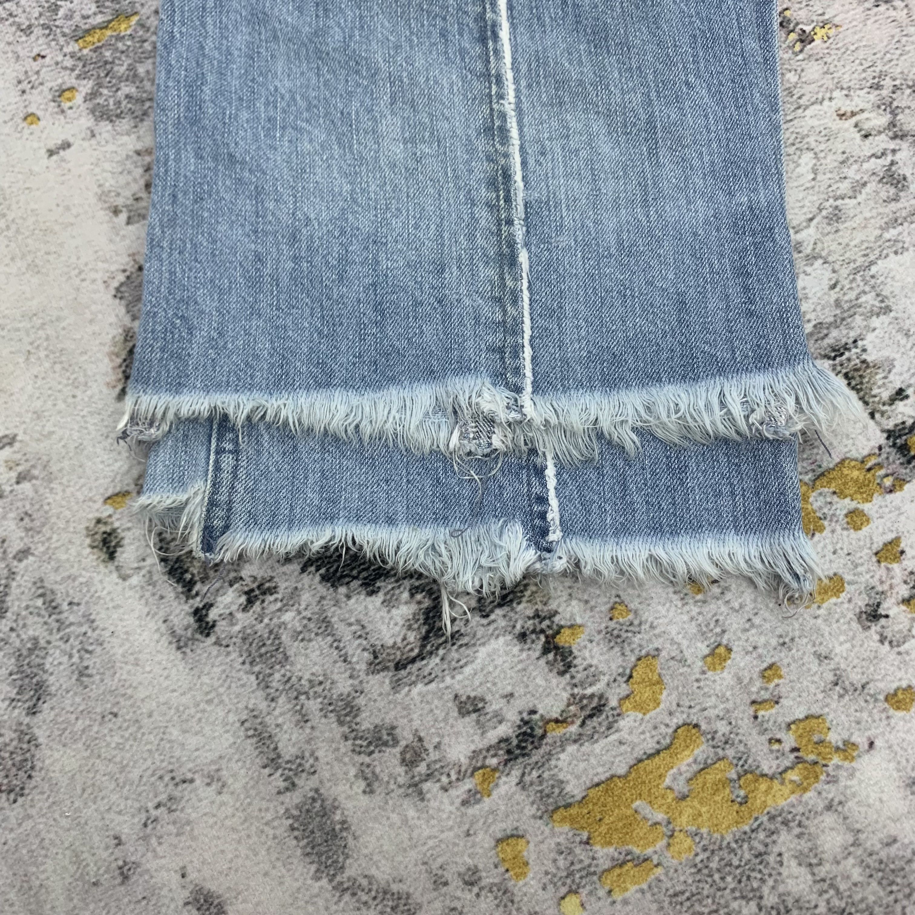 Japanese Brand Tiny Waist Blue Jeans Flared Distressed Faded Womens Denim Size 25" / US 0 / IT 36 - 7 Thumbnail