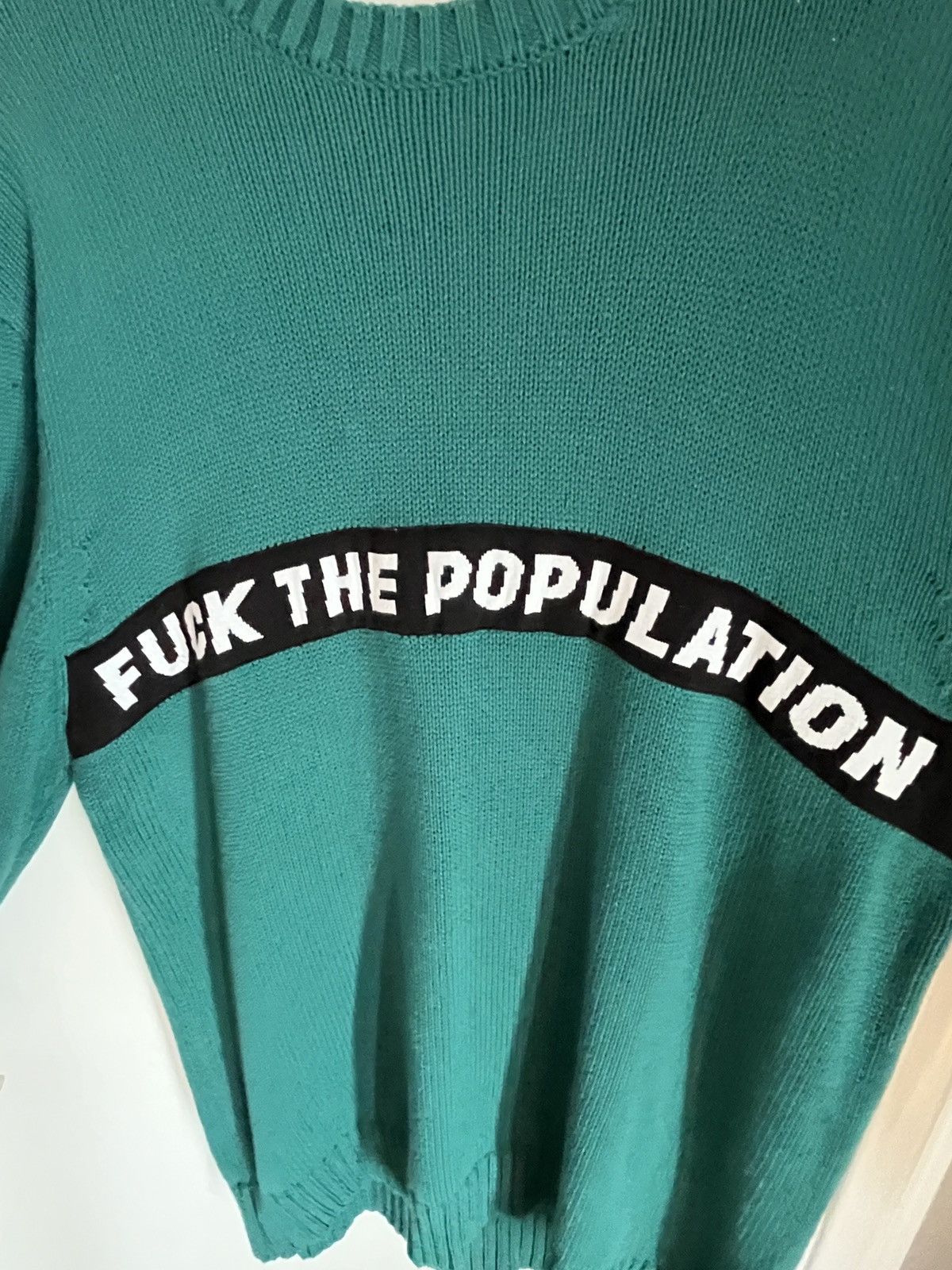 Fuck The Population FTP Fuck the Population Spell Out Sweater Blue Green L Size US L / EU 52-54 / 3 - 3 Thumbnail