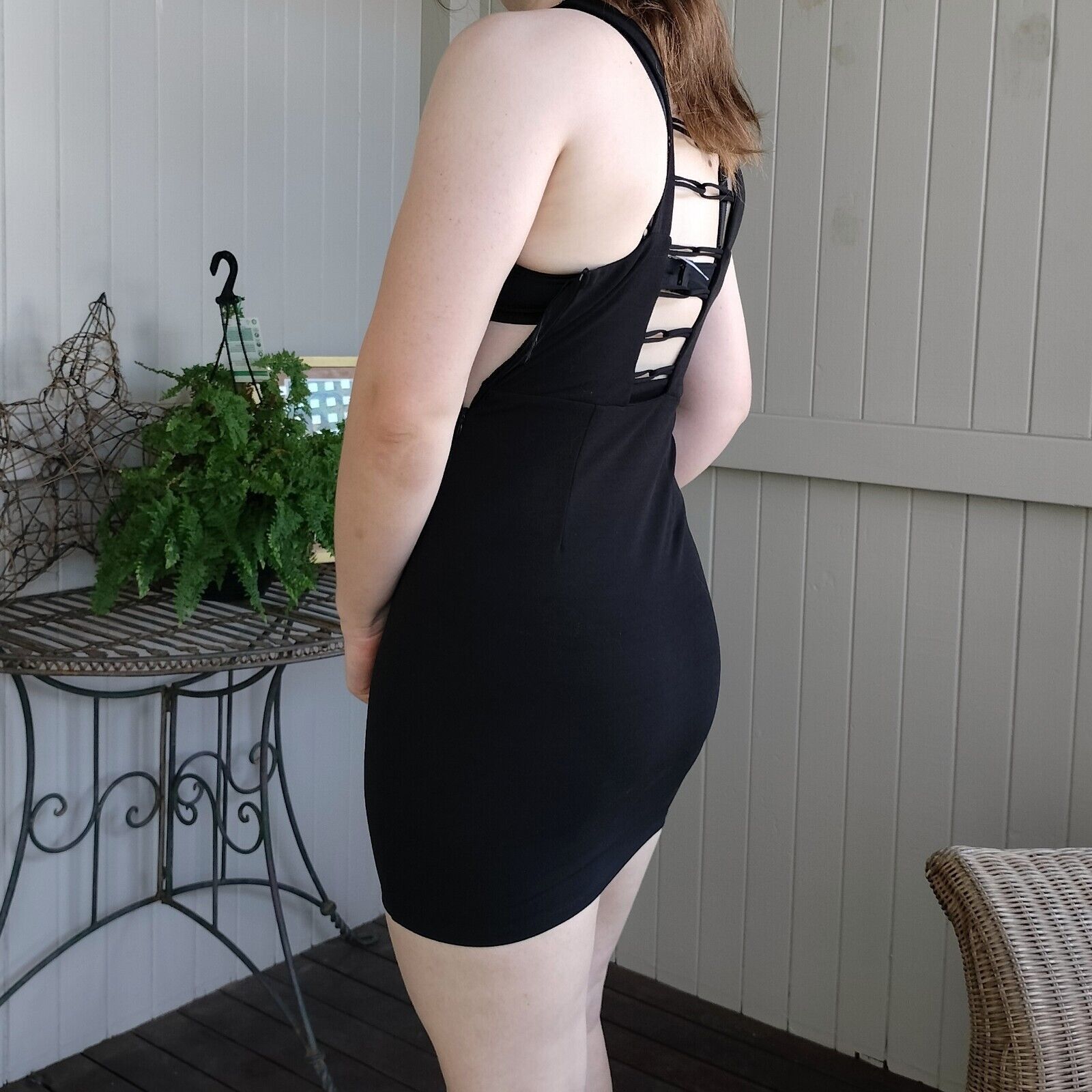Designer Morning Mist Size 10 Dress LBD Black Bodycon Mini Backless Size M / US 6-8 / IT 42-44 - 4 Thumbnail