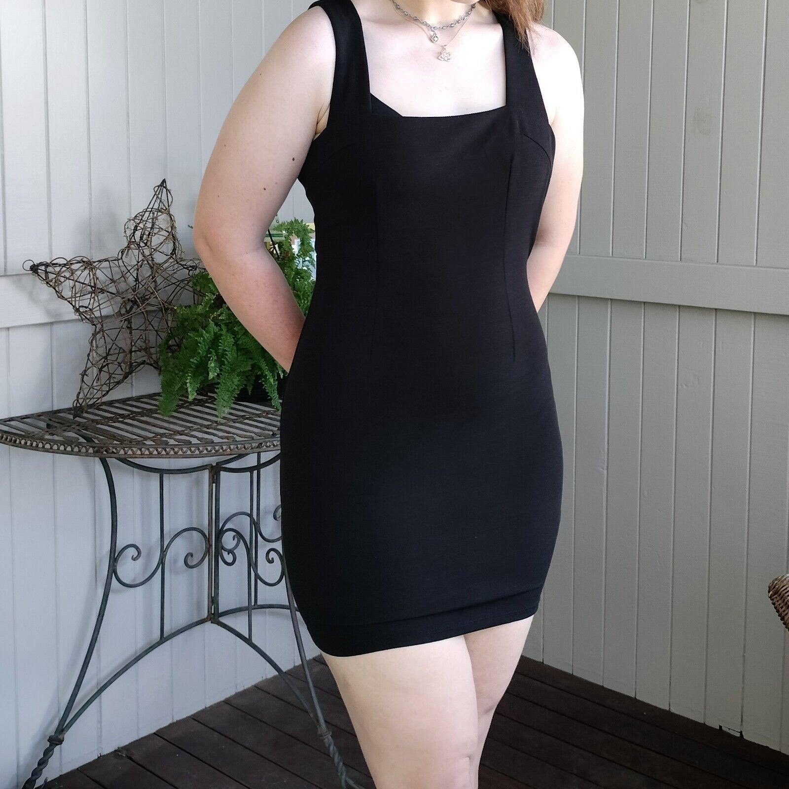 Designer Morning Mist Size 10 Dress LBD Black Bodycon Mini Backless Size M / US 6-8 / IT 42-44 - 2 Thumbnail