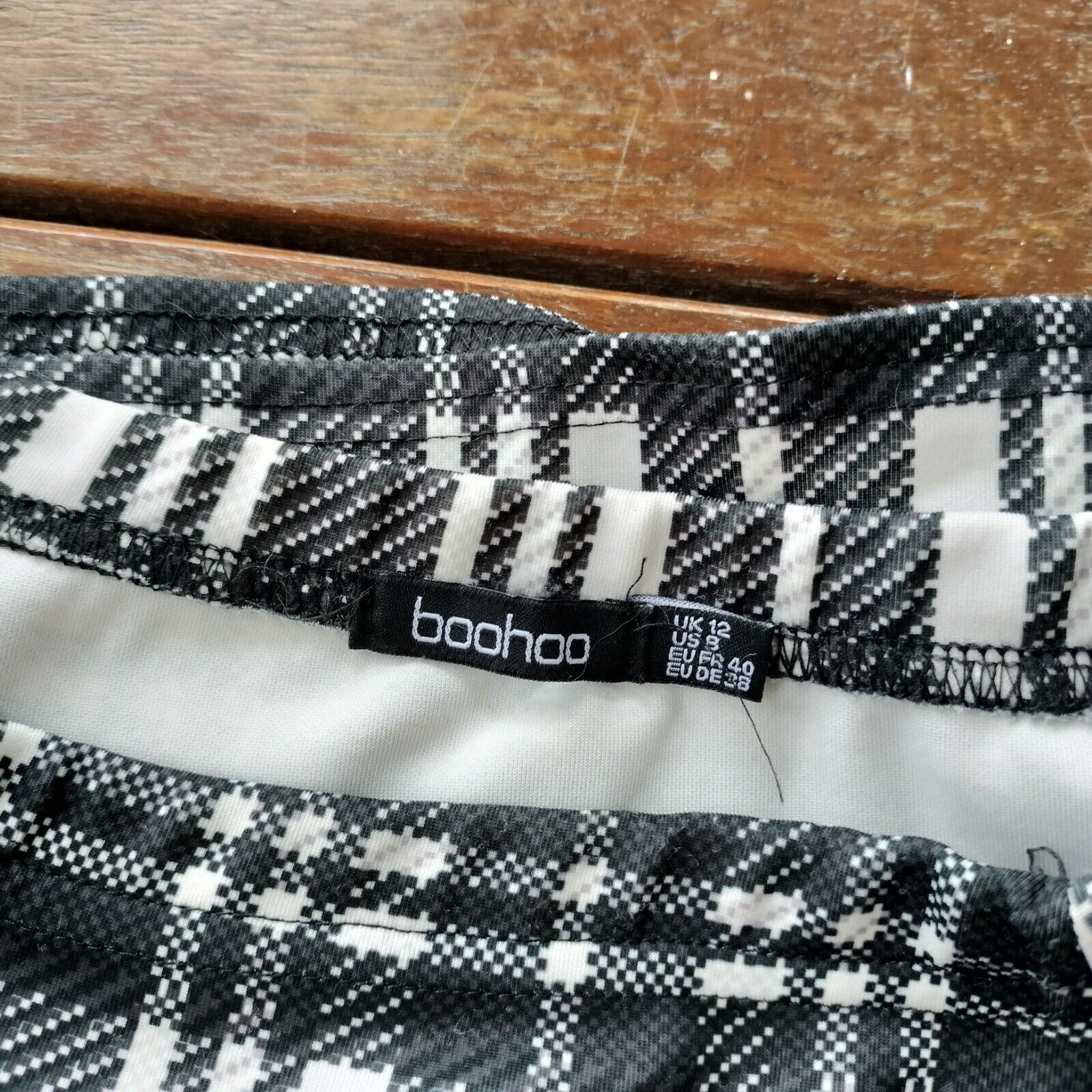 Boohoo Boohoo Size 12 Skirt Black White High Waist Mini Plaid Check Size 30" / US 8 / IT 44 - 5 Thumbnail