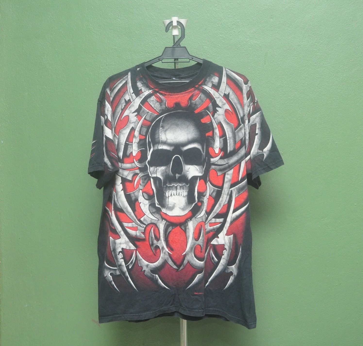 Vintage Liquid Blue Big Logo Skull Black Colour Shirt