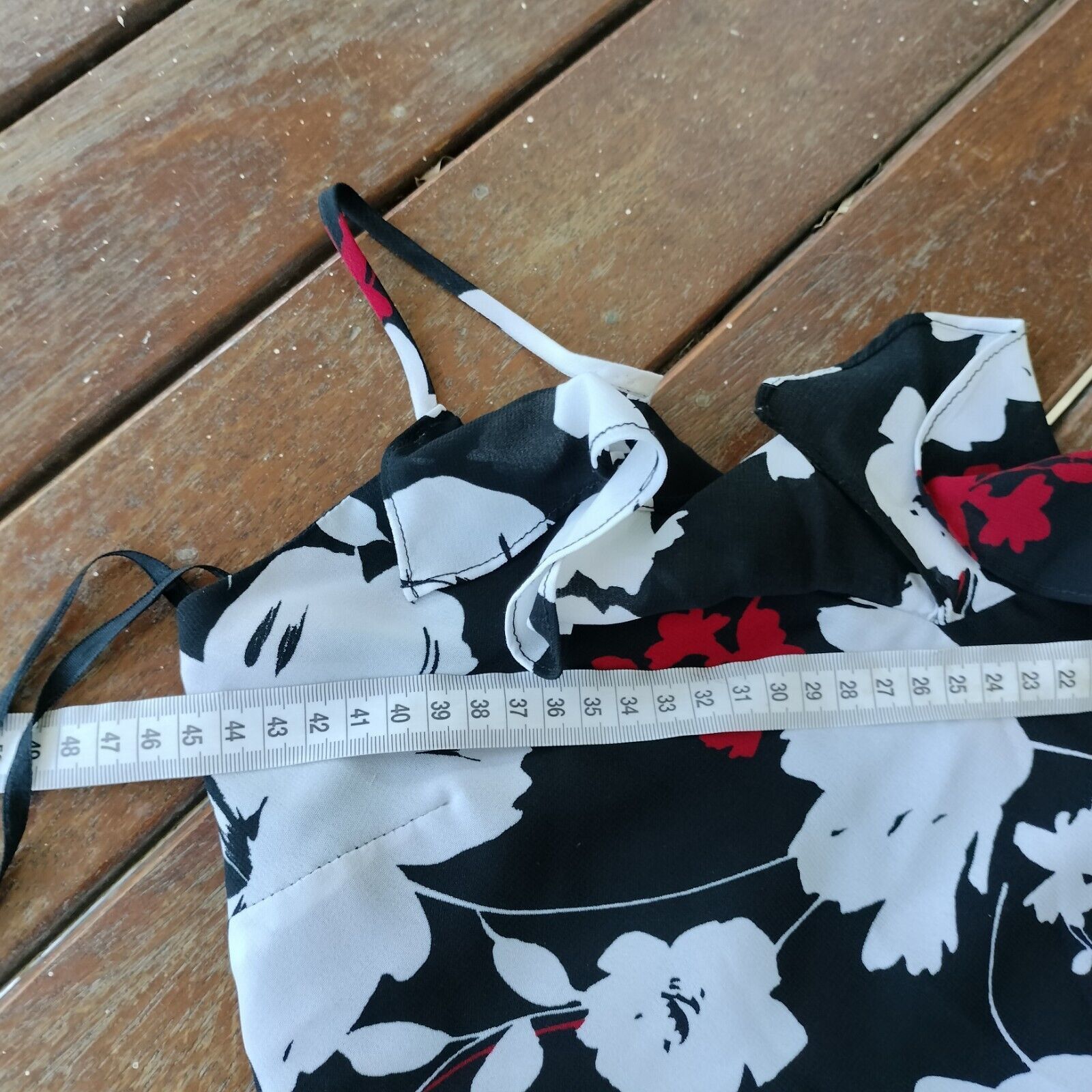 Designer × Vintage Vintage 90s Y2K Size 10 Dress Black White Floral Slip Midi Size M / US 6-8 / IT 42-44 - 9 Thumbnail