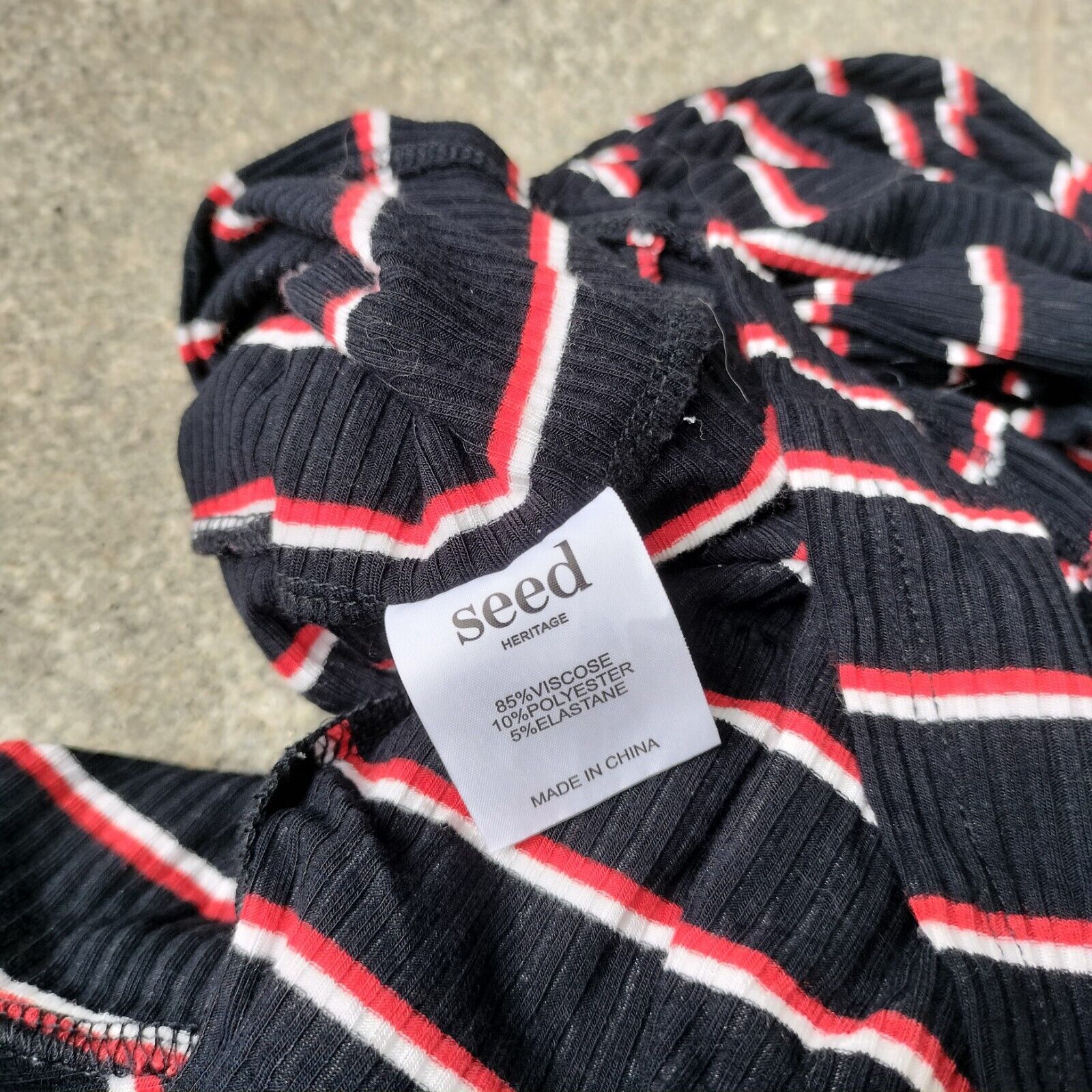 Designer Seed Heritage Top Navy Red One Shoulder Striped Ruffle Size M / US 6-8 / IT 42-44 - 6 Thumbnail