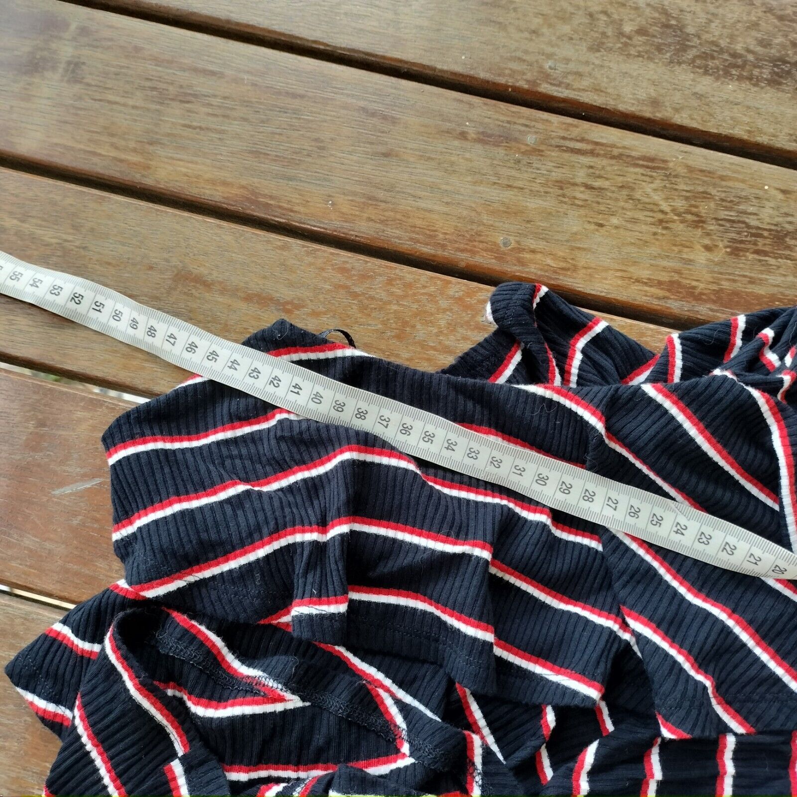 Designer Seed Heritage Top Navy Red One Shoulder Striped Ruffle Size M / US 6-8 / IT 42-44 - 7 Thumbnail