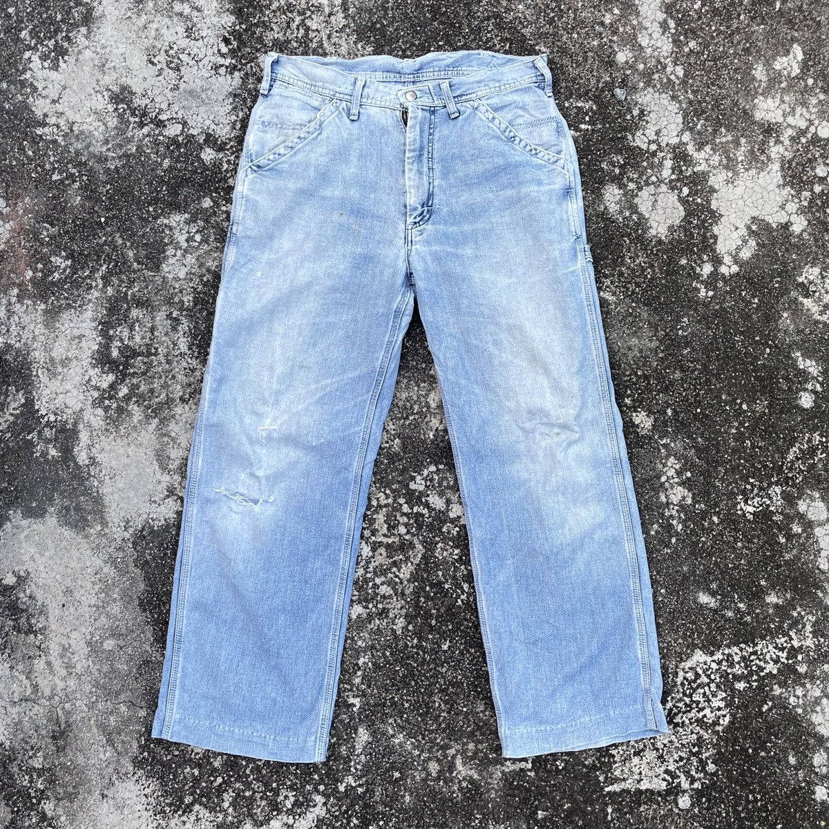 Lee Vintage Lee Workwear Distressed Denim Jeans Size US 31 - 1 Thumbnail