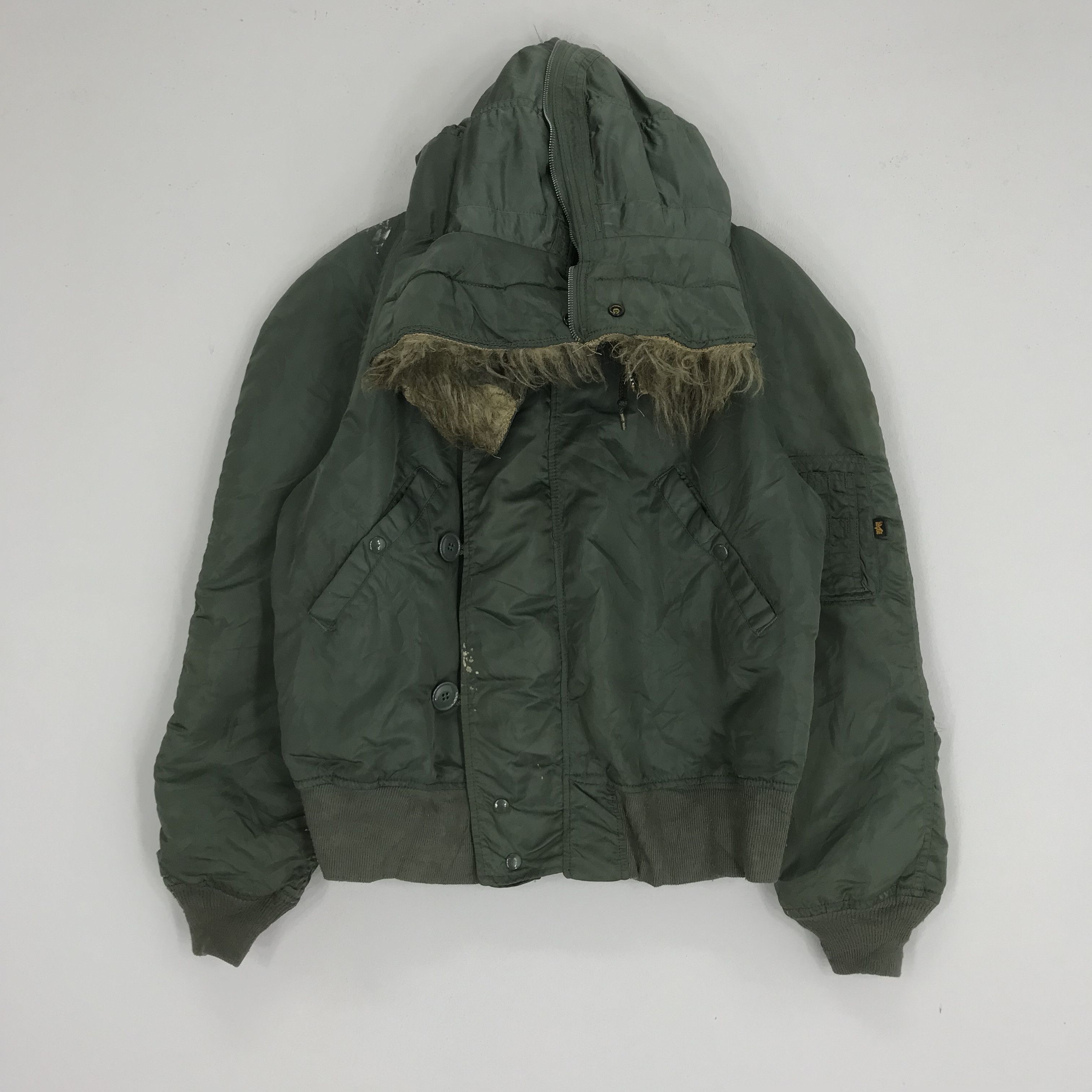 Alpha Industries Vintage 80s Alpha Industries Flying Bomber Jacket Fur Zipper Size US M / EU 48-50 / 2 - 2 Thumbnail