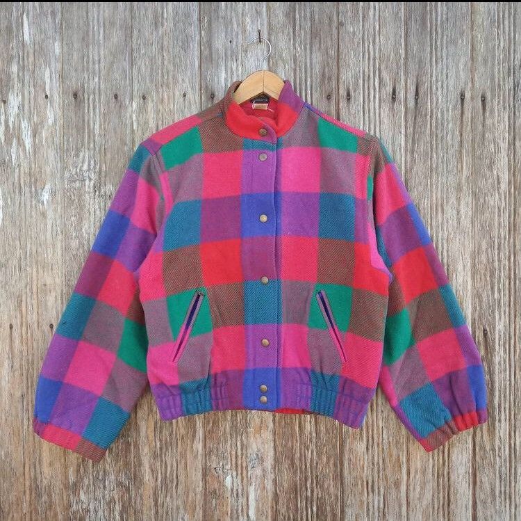 Vintage Wool Style Colourful Jacket Snap Button Style