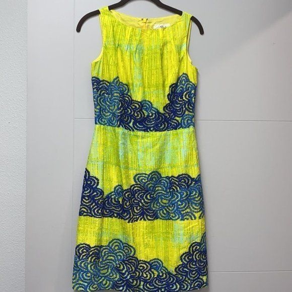 Tabitha Azure Scroll and Textured Dress Size 2