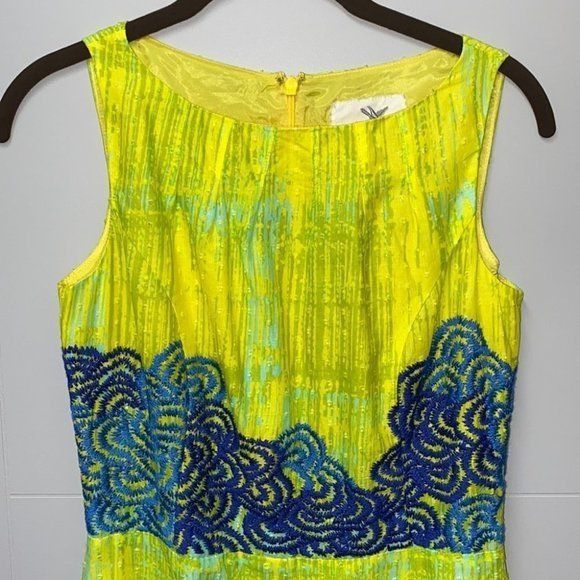 Tabitha Azure Scroll and Textured Dress Size 2