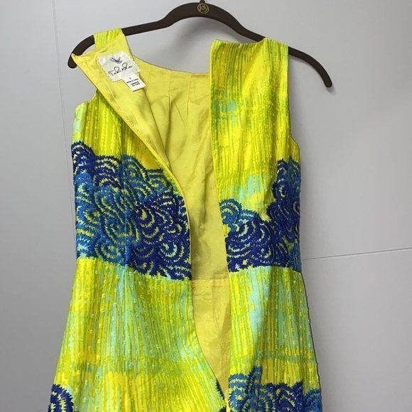 Tabitha Azure Scroll and Textured Dress Size 2