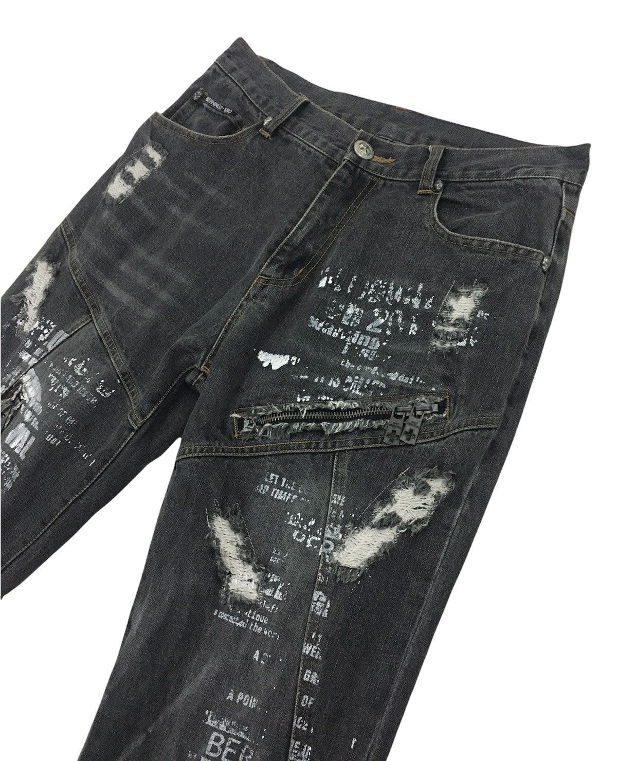 Japanese Brand × Seditionaries Berning Sho Ripped Denim Skull Jeans Size US 30 / EU 46 - 3 Thumbnail