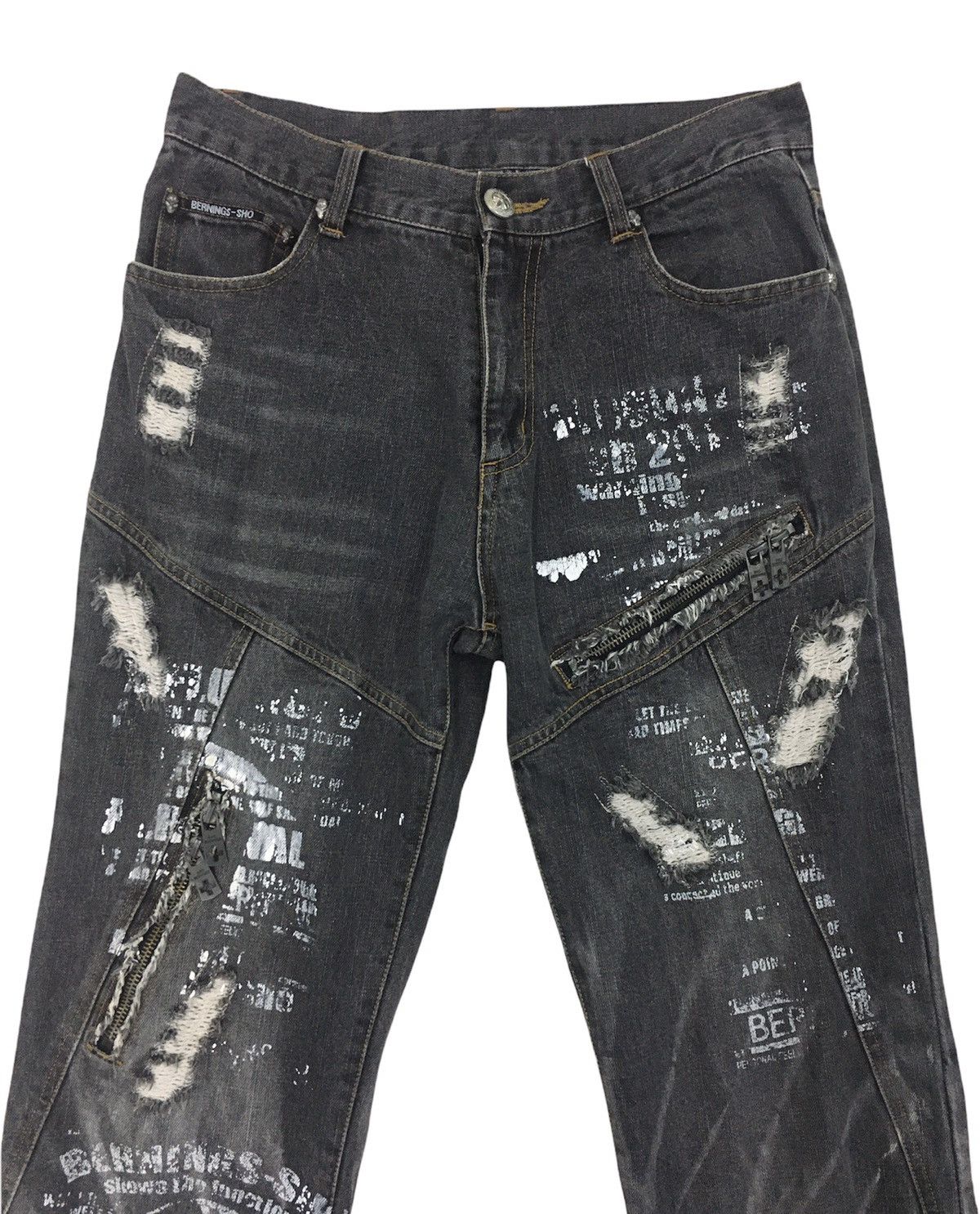Japanese Brand × Seditionaries Berning Sho Ripped Denim Skull Jeans Size US 30 / EU 46 - 2 Thumbnail
