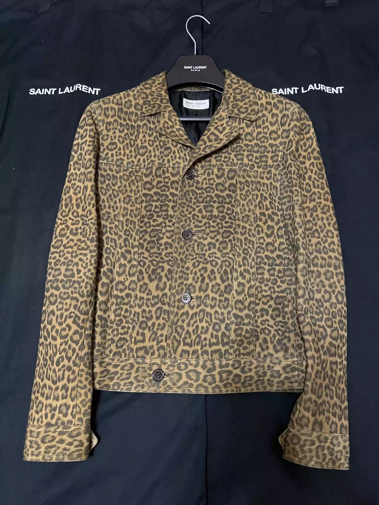 Saint laurent leopard jacket store