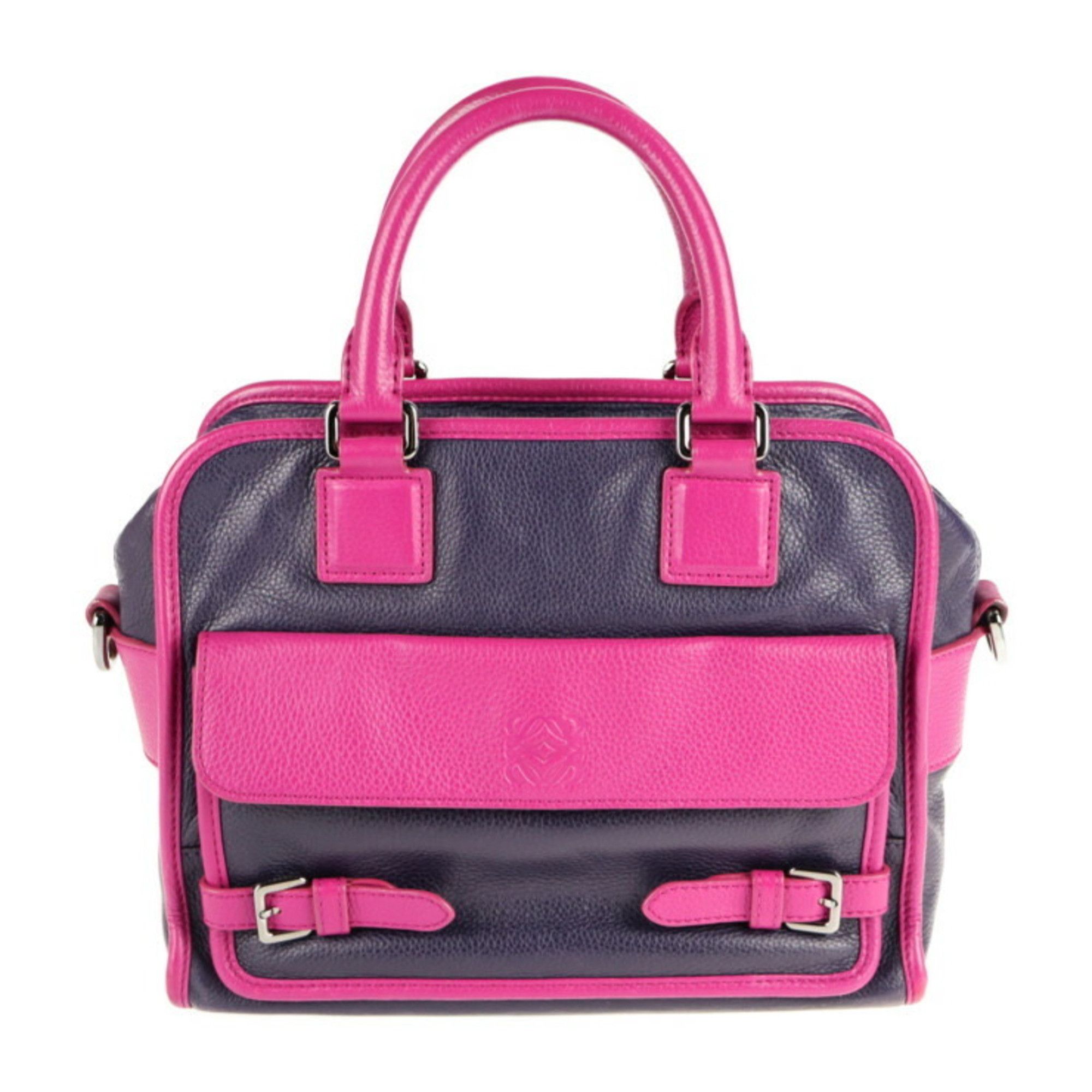 Loewe Cruz handbag leather purple pink 2way bicolor