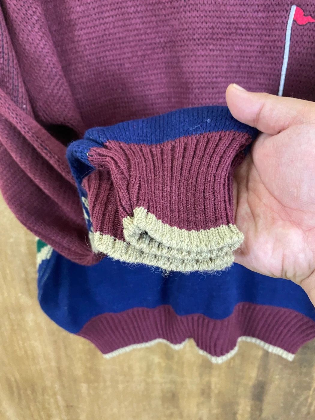 Homespun Knitwear Golf Campus Maroon Knit Sweaters #1604 Size US L / EU 52-54 / 3 - 3 Thumbnail